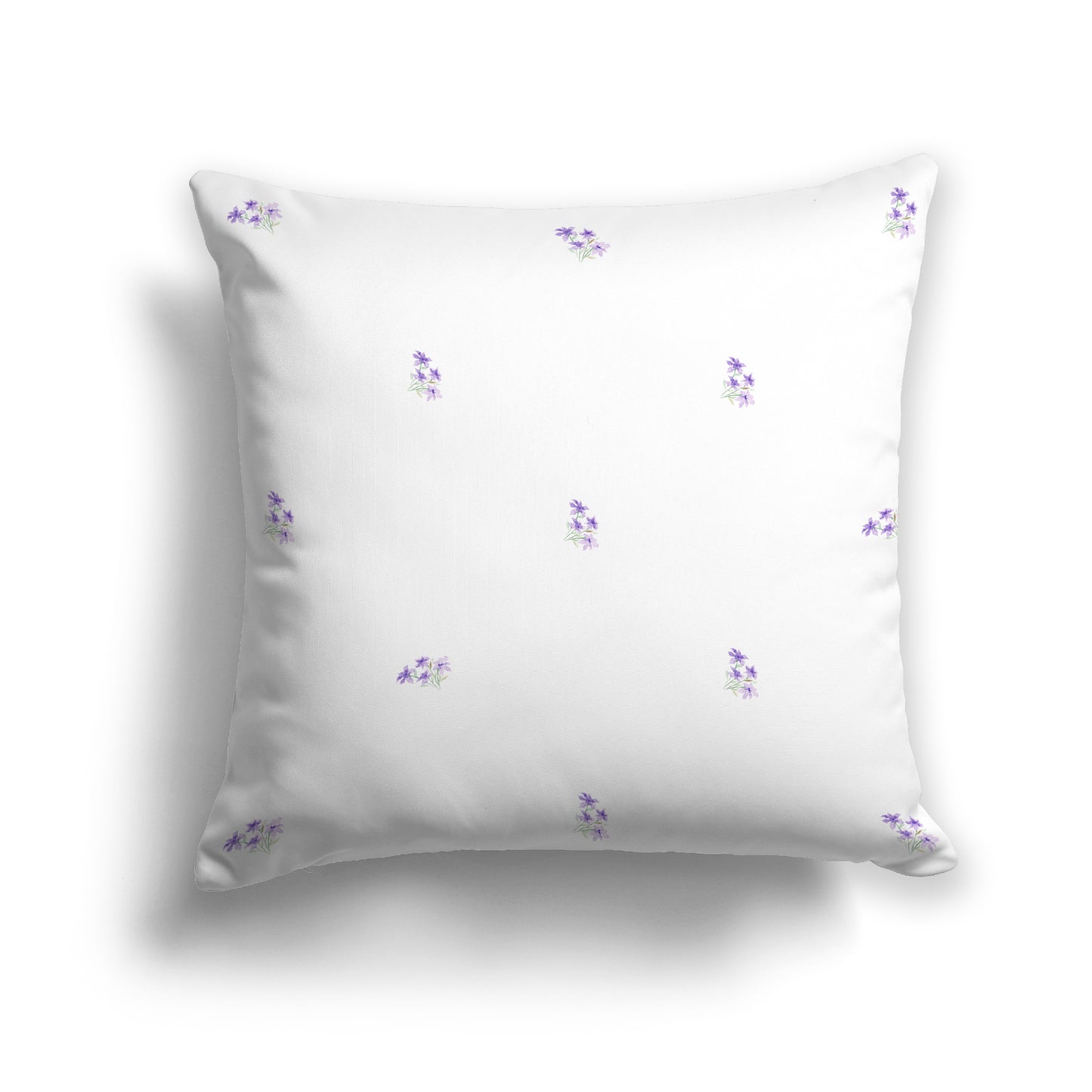 Purple Spun Polyester Throw Pillow with Small Floral Pattern, USCU-1326-888