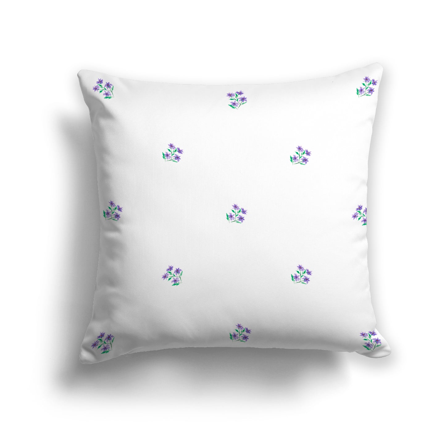 Purple Spun Polyester Throw Pillow with Small Floral Pattern, USCU-1356-888