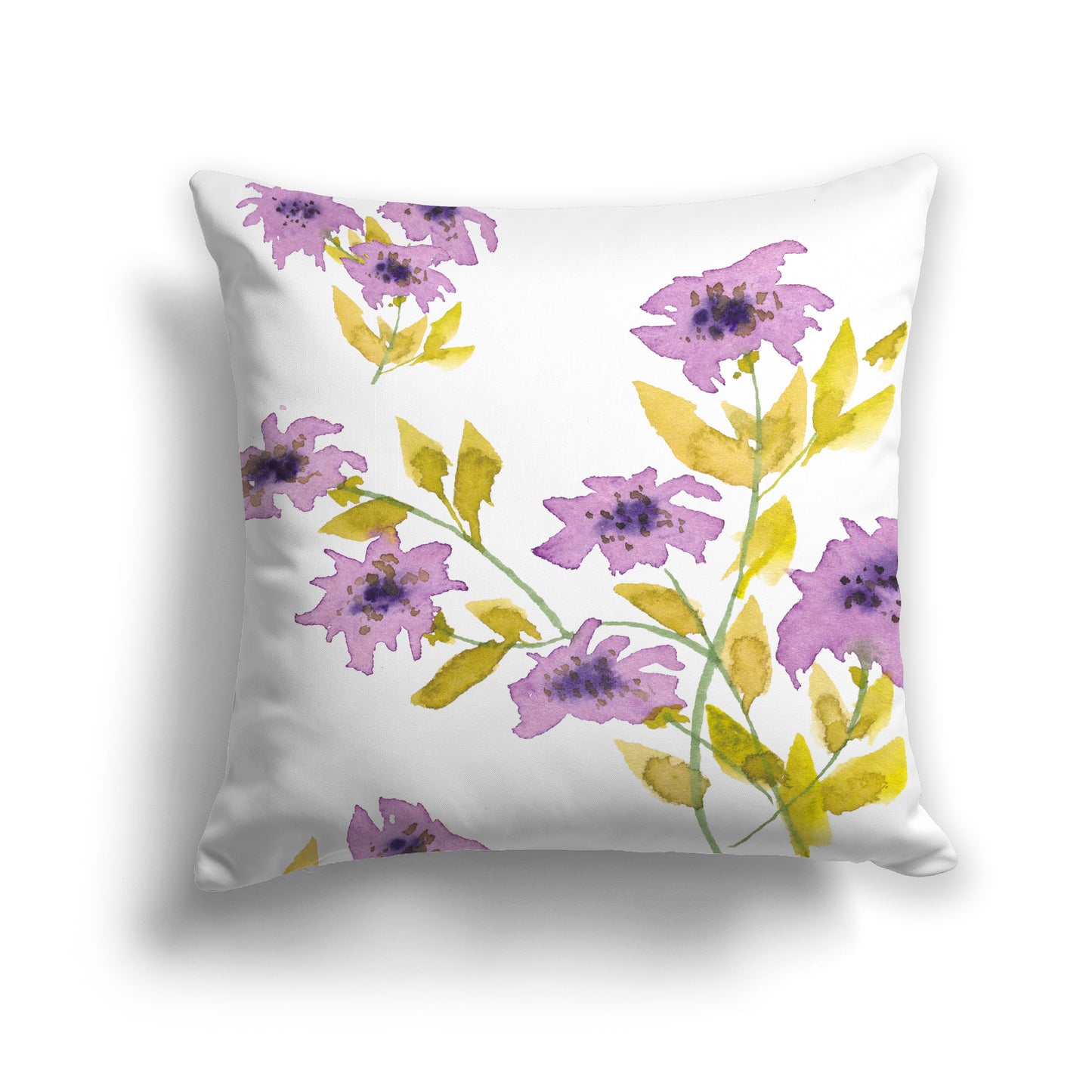 Mauve Spun Polyester Throw Pillow with Large Floral Print, USCU-1364-888
