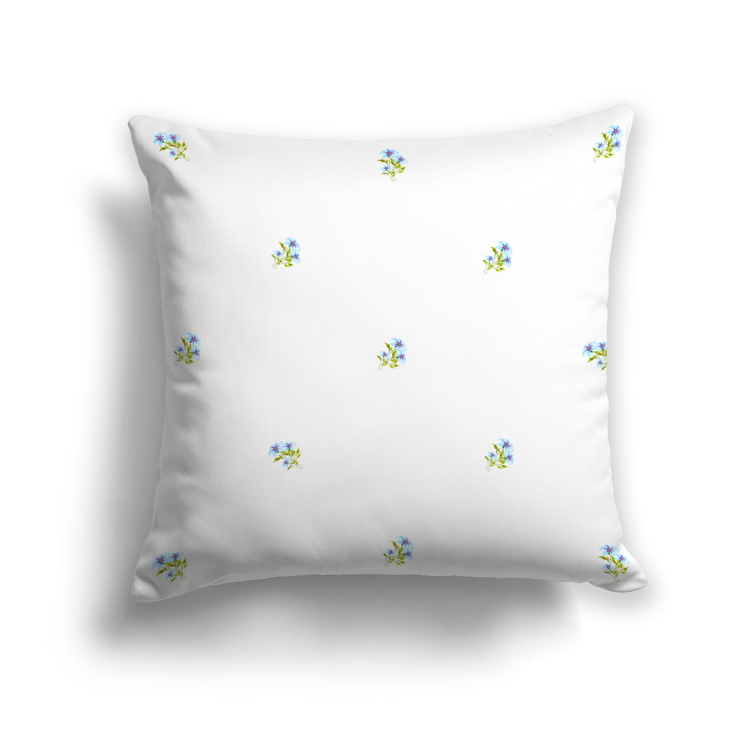 Light Blue Spun Polyester Throw Pillow with Small Floral Pattern, USCU-1376-888