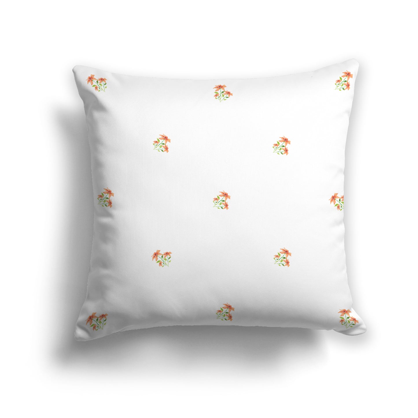 Orange Cotton Canvas Cushion Covers with Small Floral Pattern, CACU-1386-888