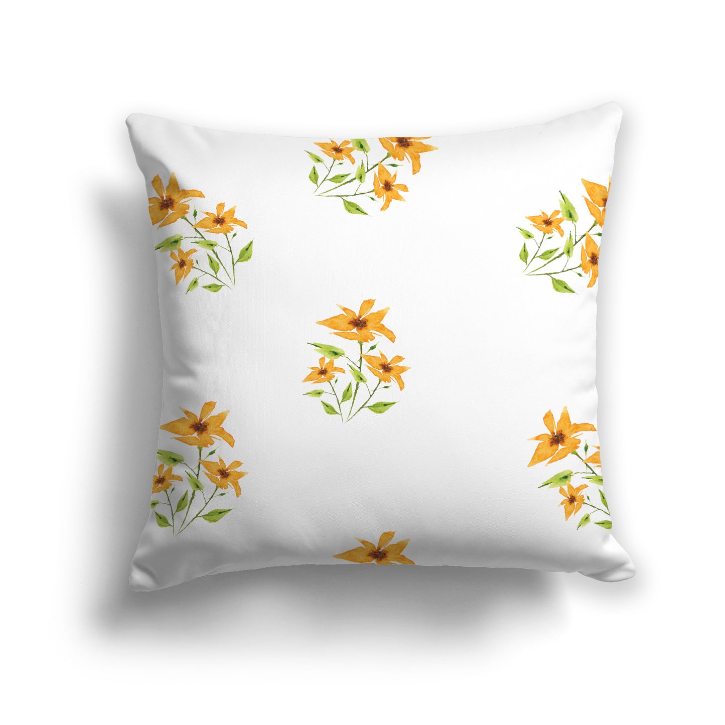 Yellow-Orange Cotton Canvas Cushion Covers with Medium Floral Pattern, CACU-1395-888