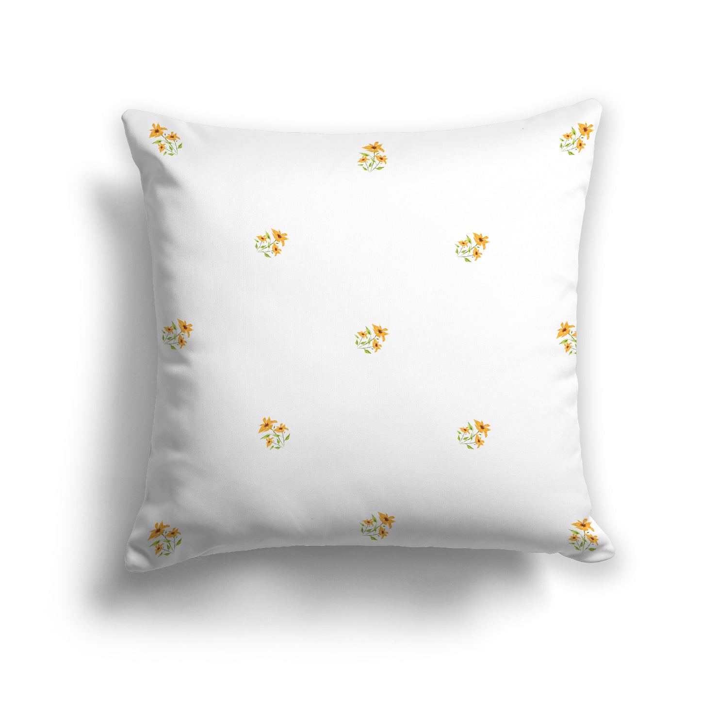 Yellow-Orange Cotton Canvas Cushion Covers with Small Floral Pattern, CACU-1396-888