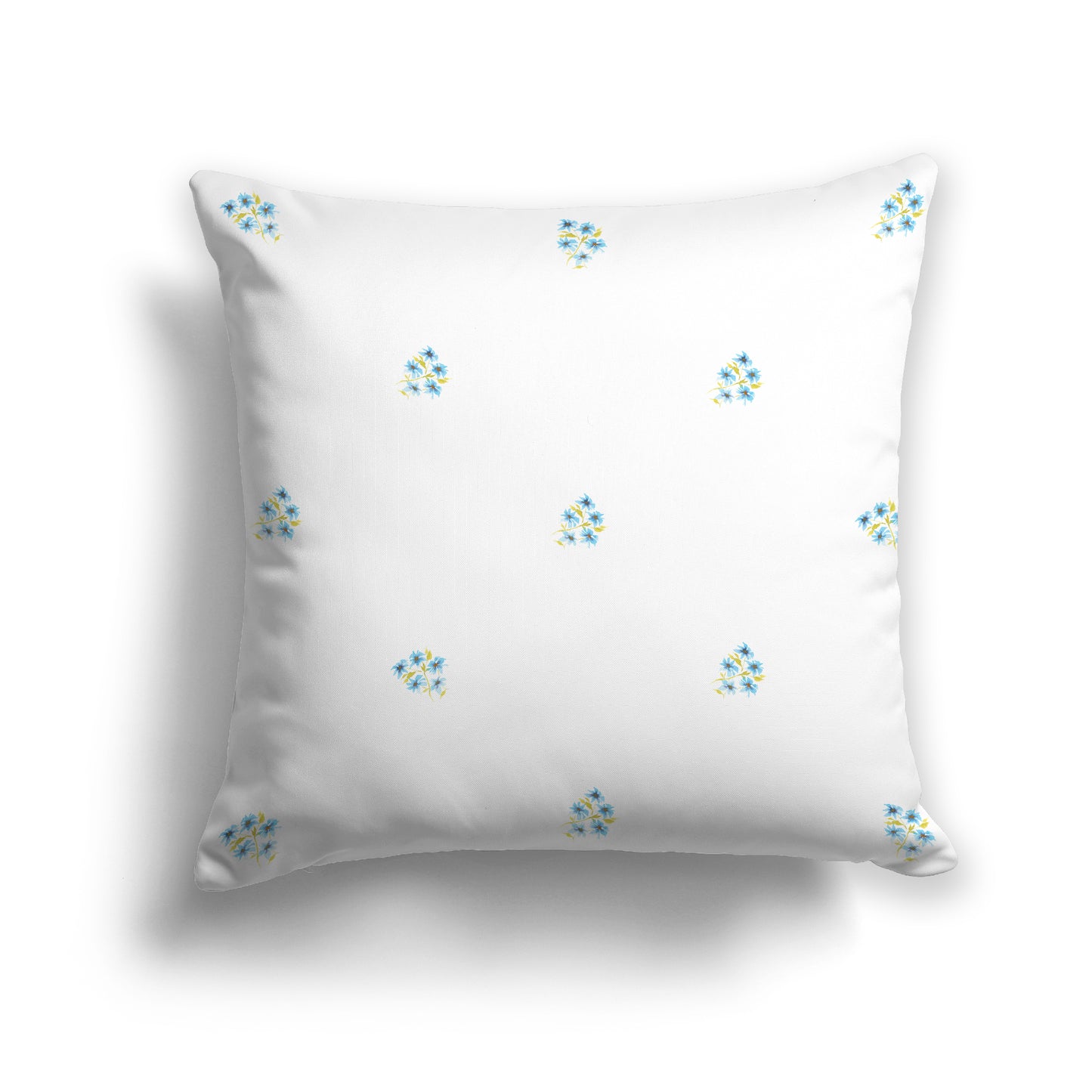 Blue Cotton Canvas Cushion Covers with Small Floral Pattern, CACU-1436-888