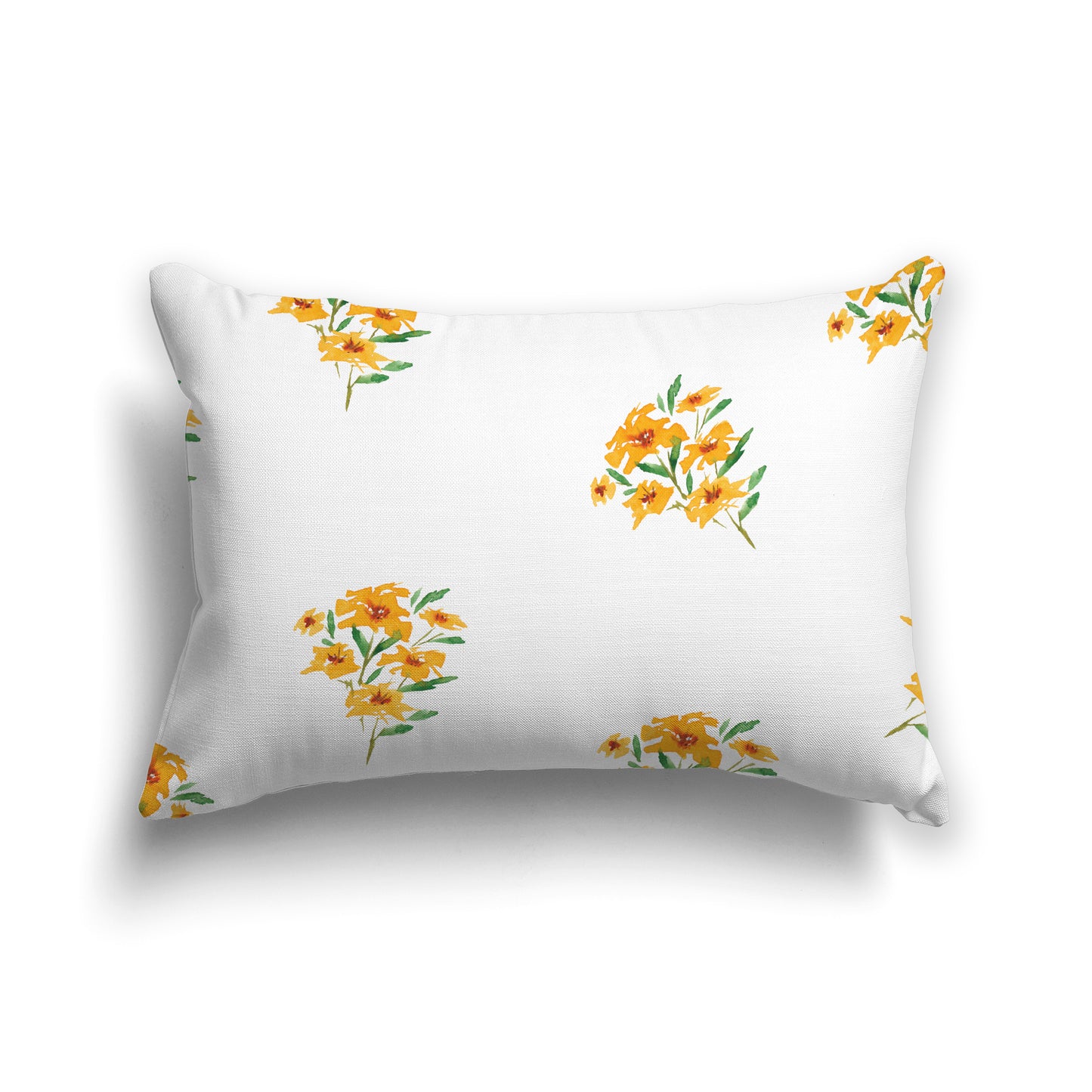 Orange-Yellow Spun Polyester Throw Pillow with Medium Floral Pattern, USCU-1315-888