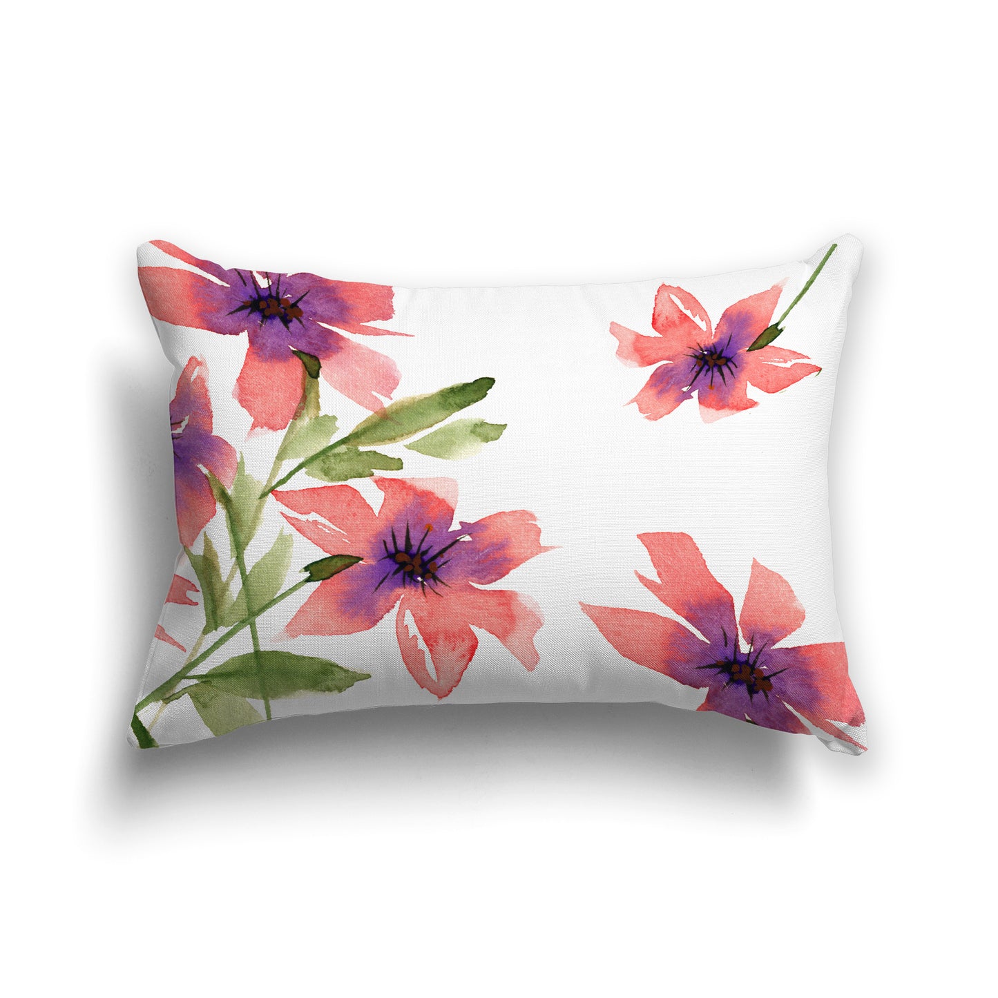 Pink Spun Polyester Throw Pillow with Large Floral Print, USCU-1344-888
