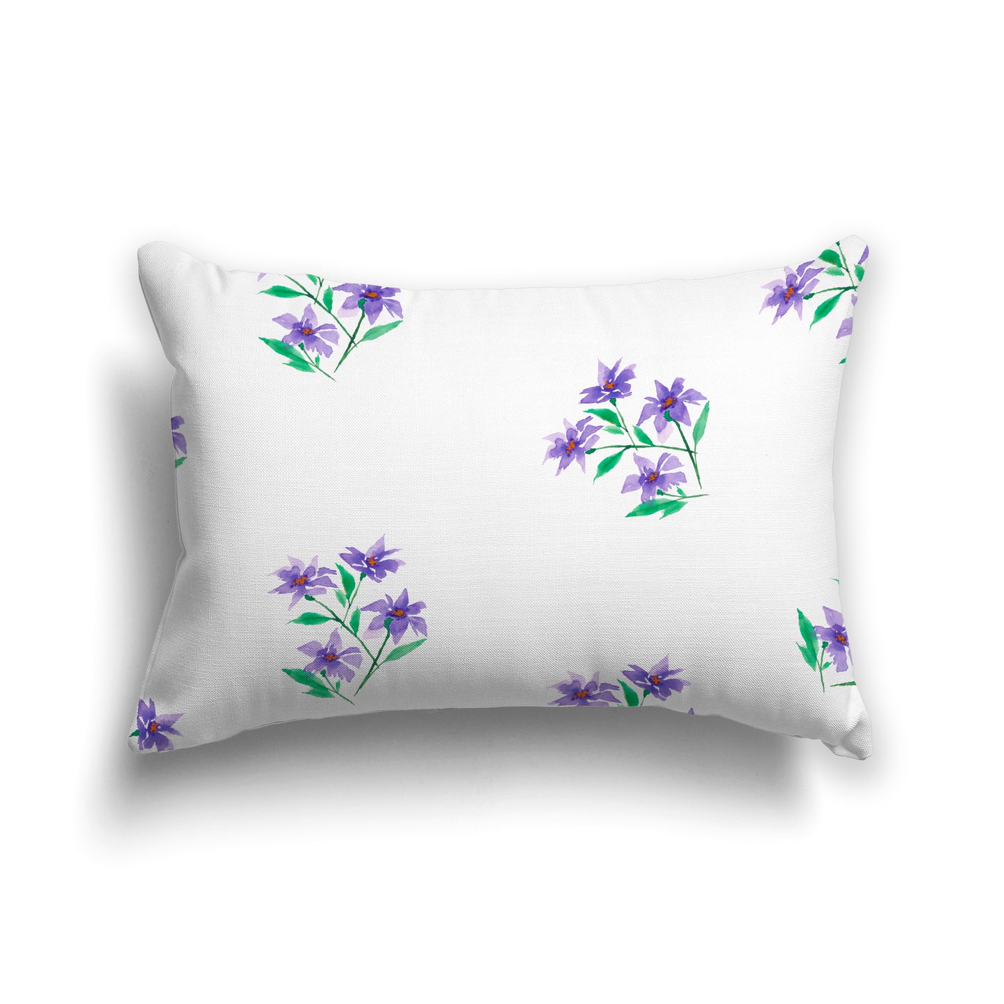 Purple Spun Polyester Throw Pillow with Medium Floral Pattern, USCU-1355-888