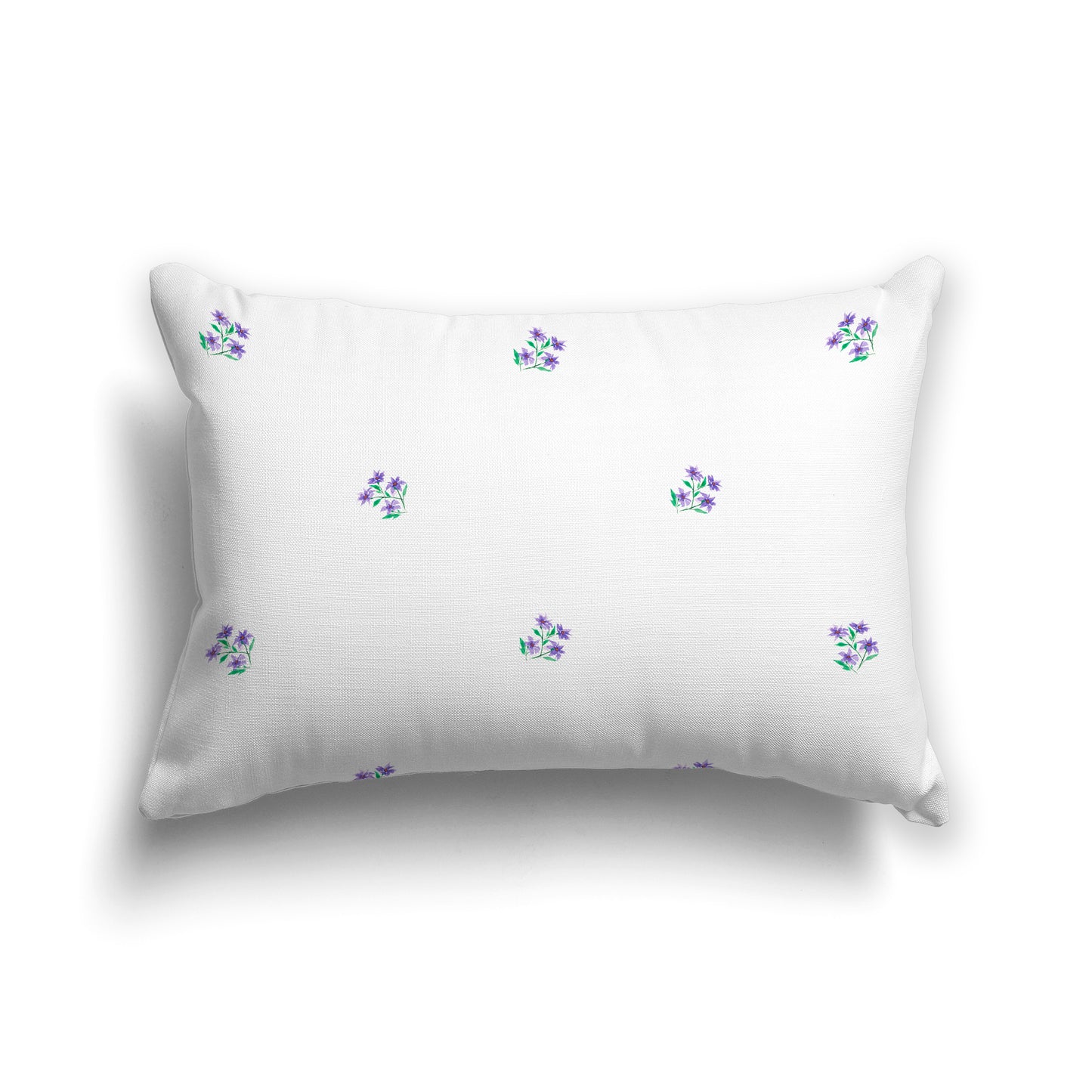 Purple Spun Polyester Throw Pillow with Small Floral Pattern, USCU-1356-888