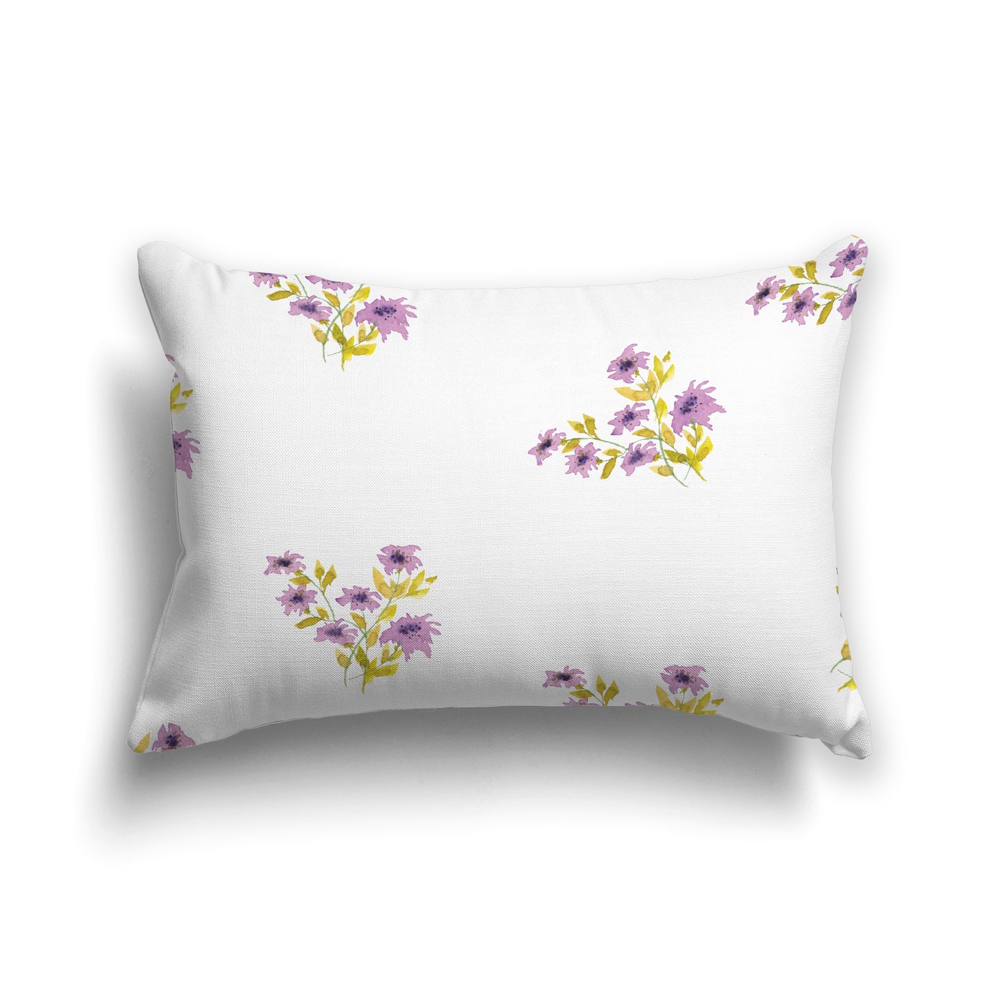 Mauve Spun Polyester Throw Pillow with Medium Floral Pattern, USCU-1365-888