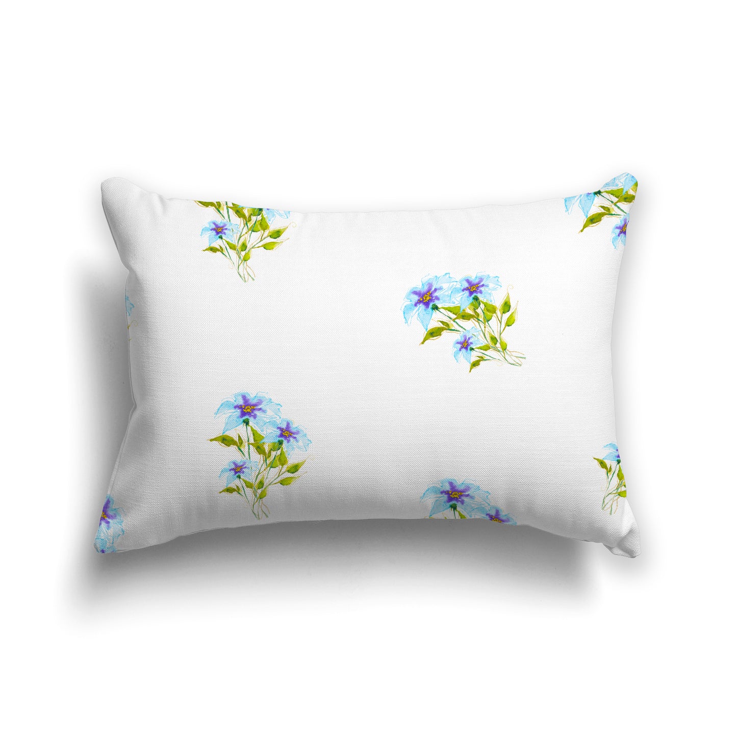 Light Blue Spun Polyester Throw Pillow with Medium Floral Pattern, USCU-1375-888