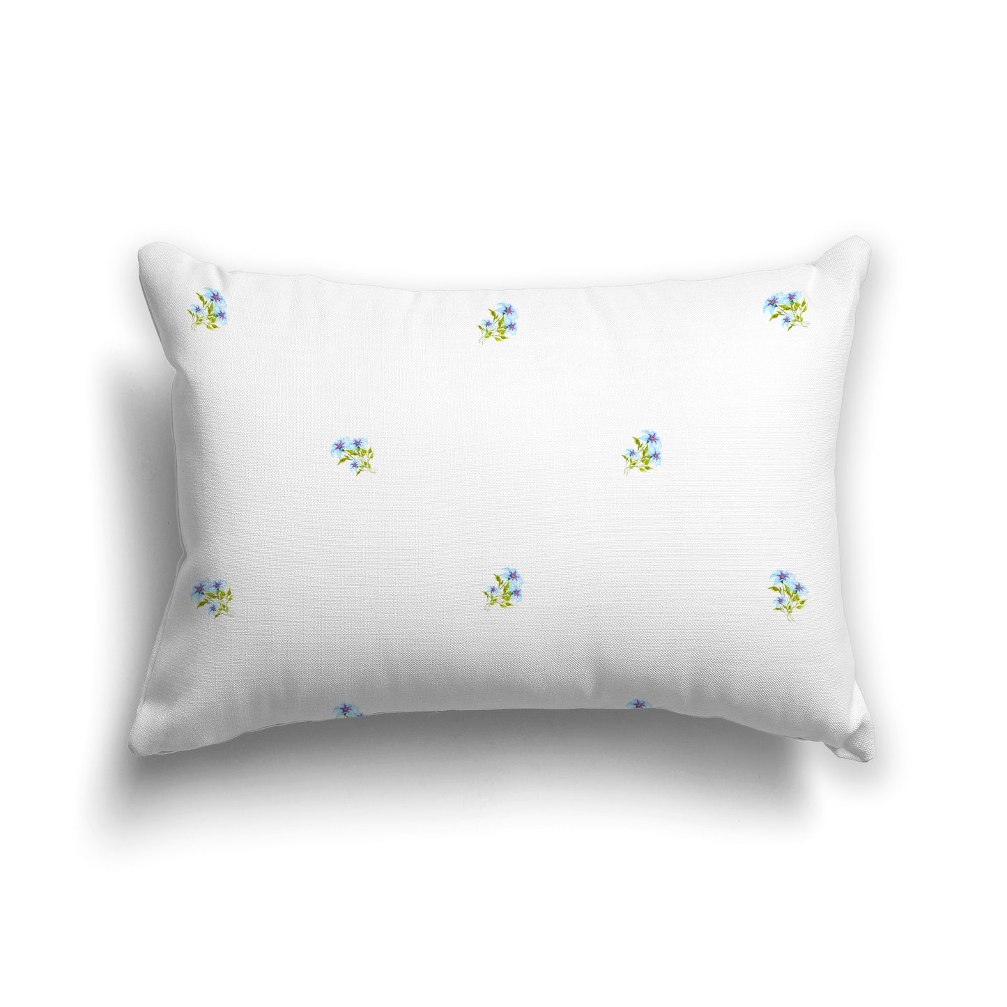 Light Blue Spun Polyester Throw Pillow with Small Floral Pattern, USCU-1376-888