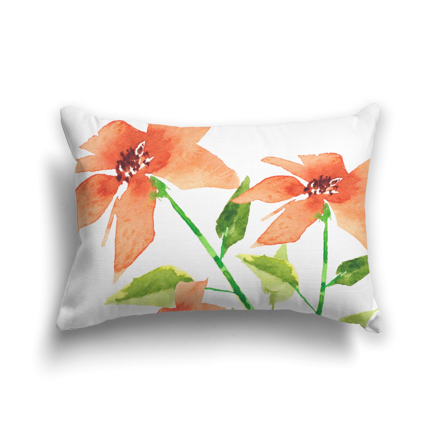 Light Orange Spun Polyester Throw Pillow with Large Floral Print, USCU-1384-888
