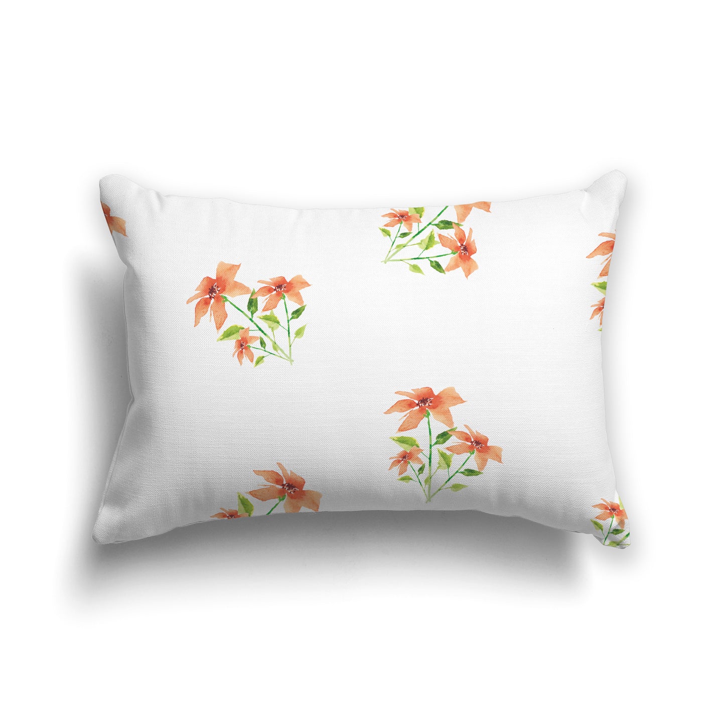 Light Orange Spun Polyester Throw Pillow with Medium Floral Pattern, USCU-1385-888