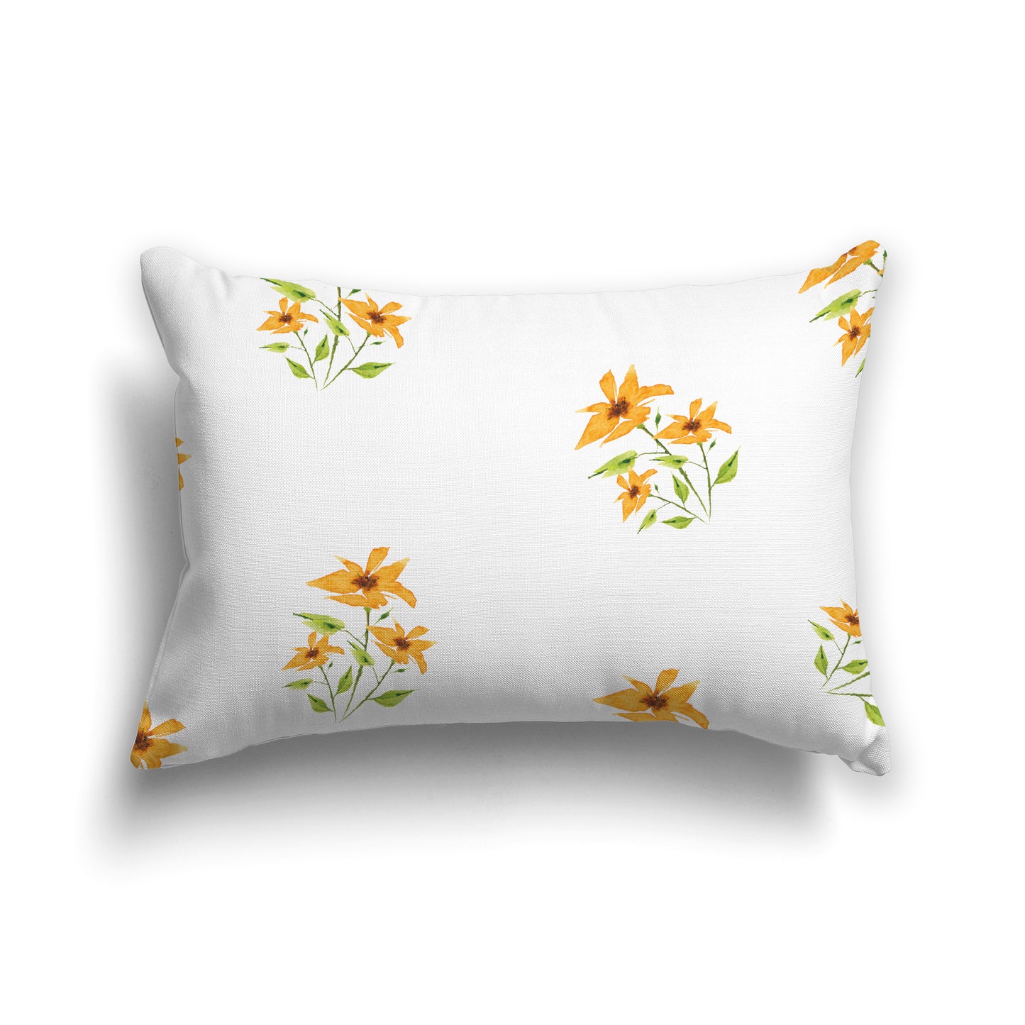 Yellow-Orange Spun Polyester Throw Pillow with Medium Floral Pattern, USCU-1395-888