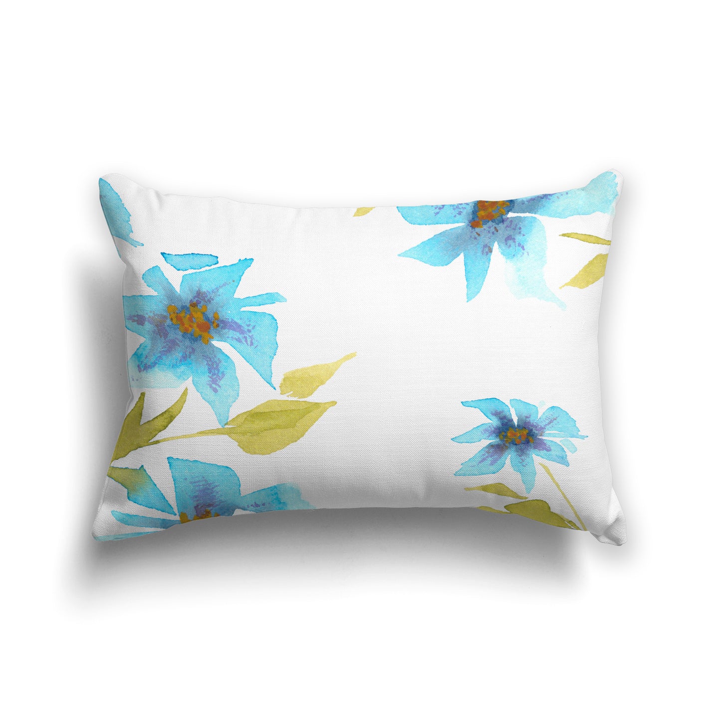 Blue Cotton Canvas Cushion Covers with Large Floral Print, CACU-1434-888