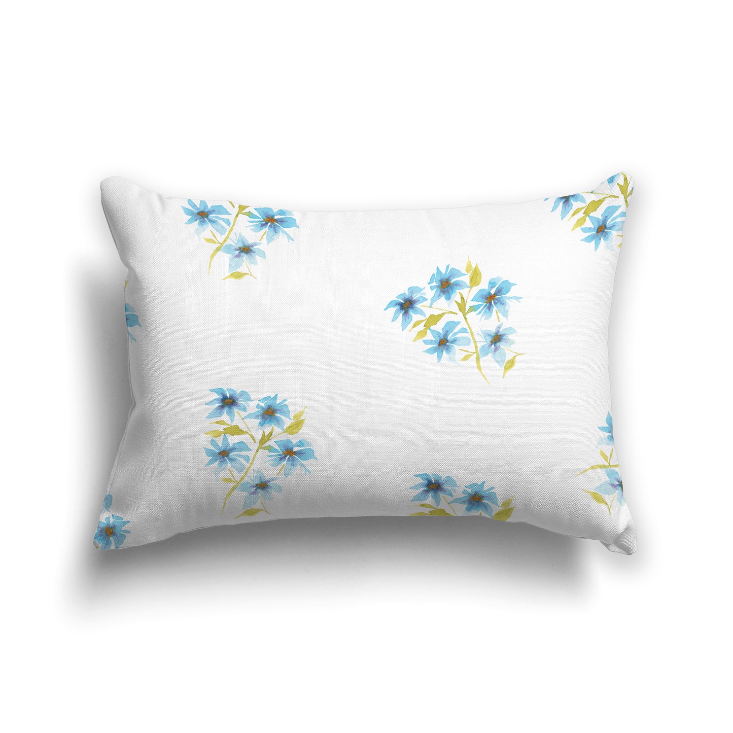 Light Blue Spun Polyester Throw Pillow with Medium Floral Pattern, USCU-1435-888