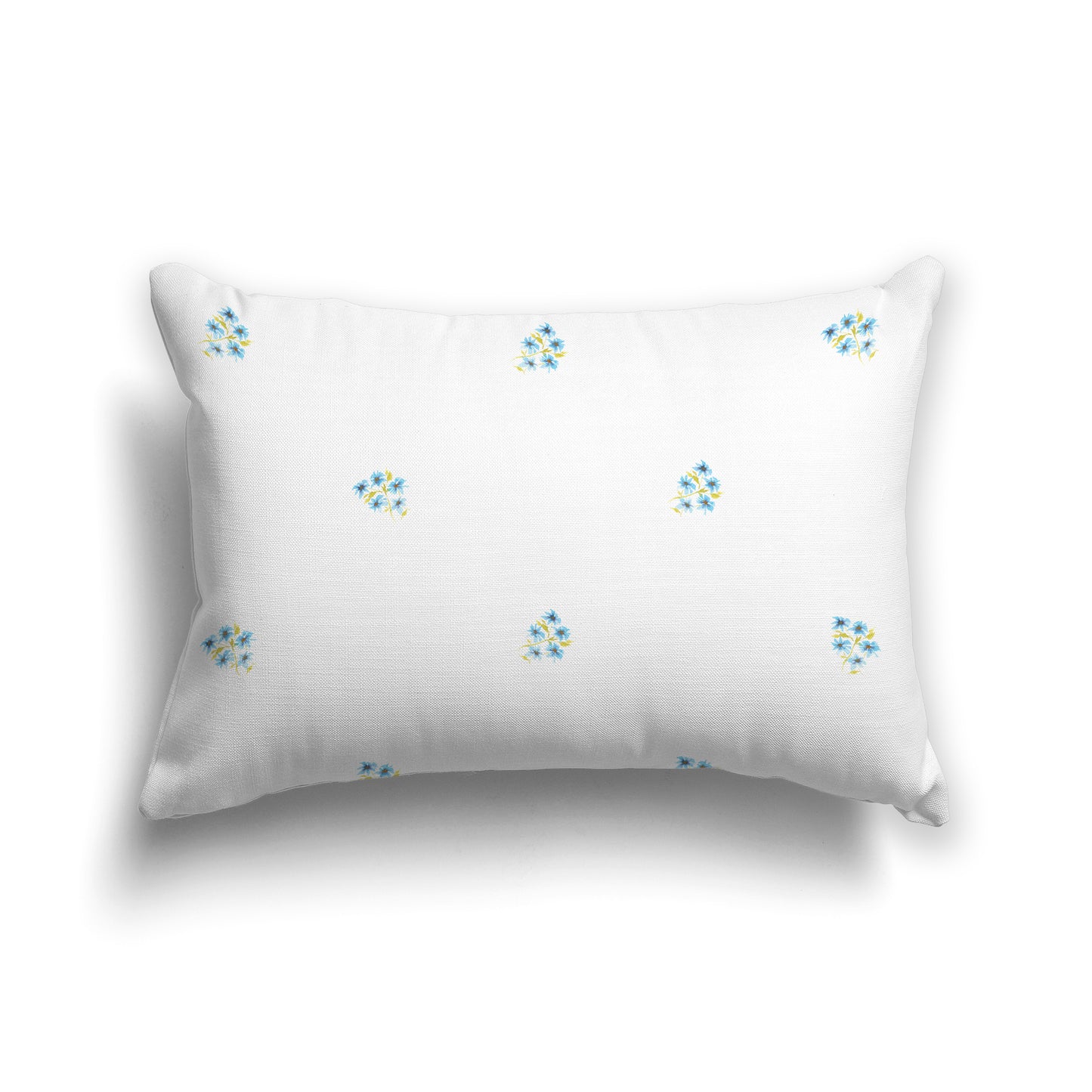 Light Blue Spun Polyester Throw Pillow with Small Floral Pattern, USCU-1436-888