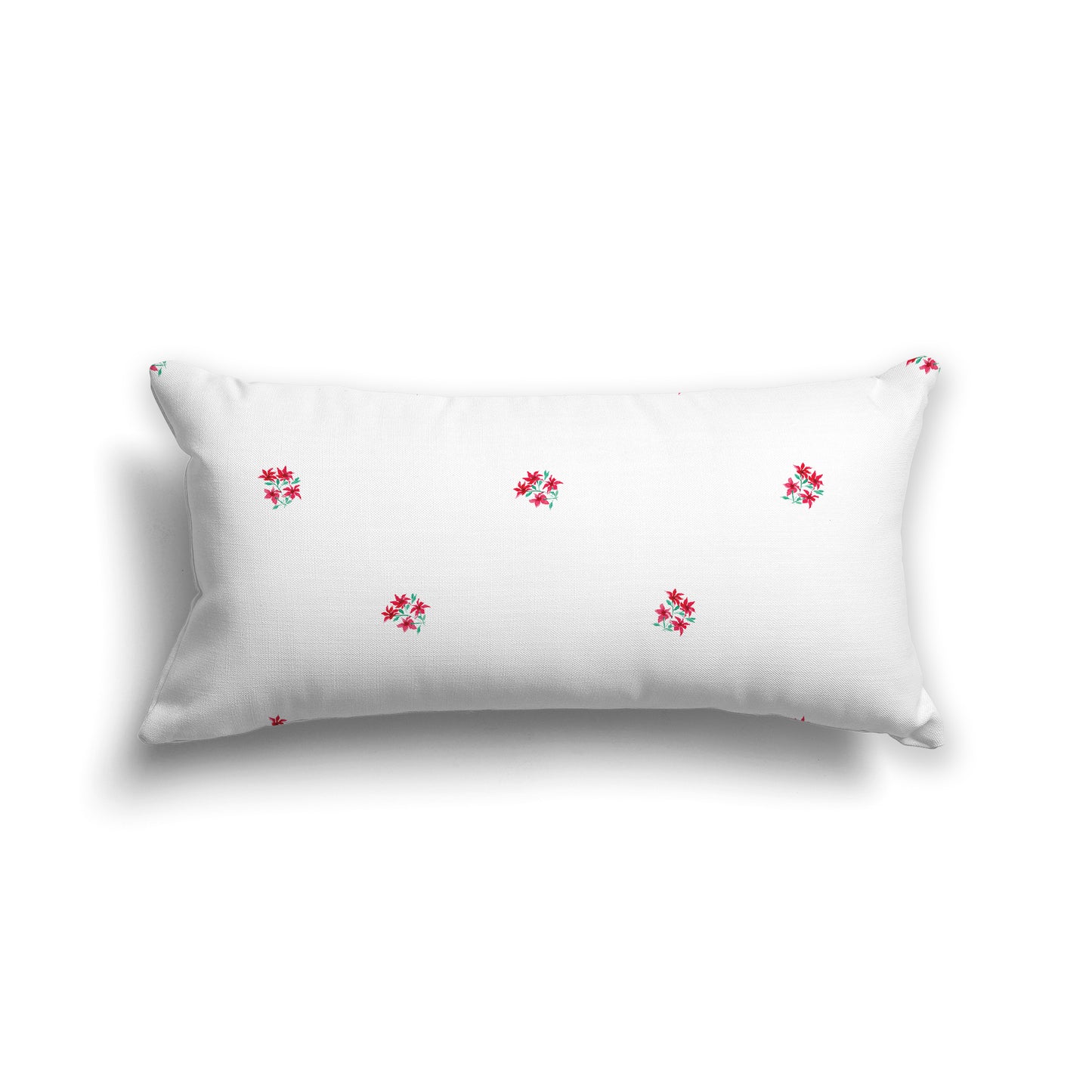 Red Cotton Canvas Cushion Covers with Small Floral Pattern, CACU-1336-888