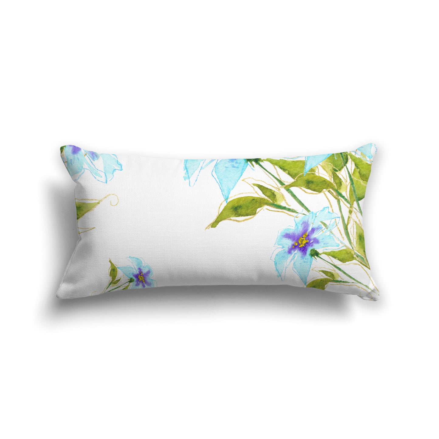 Blue Cotton Canvas Cushion Covers with Large Floral Print, CACU-1374-888