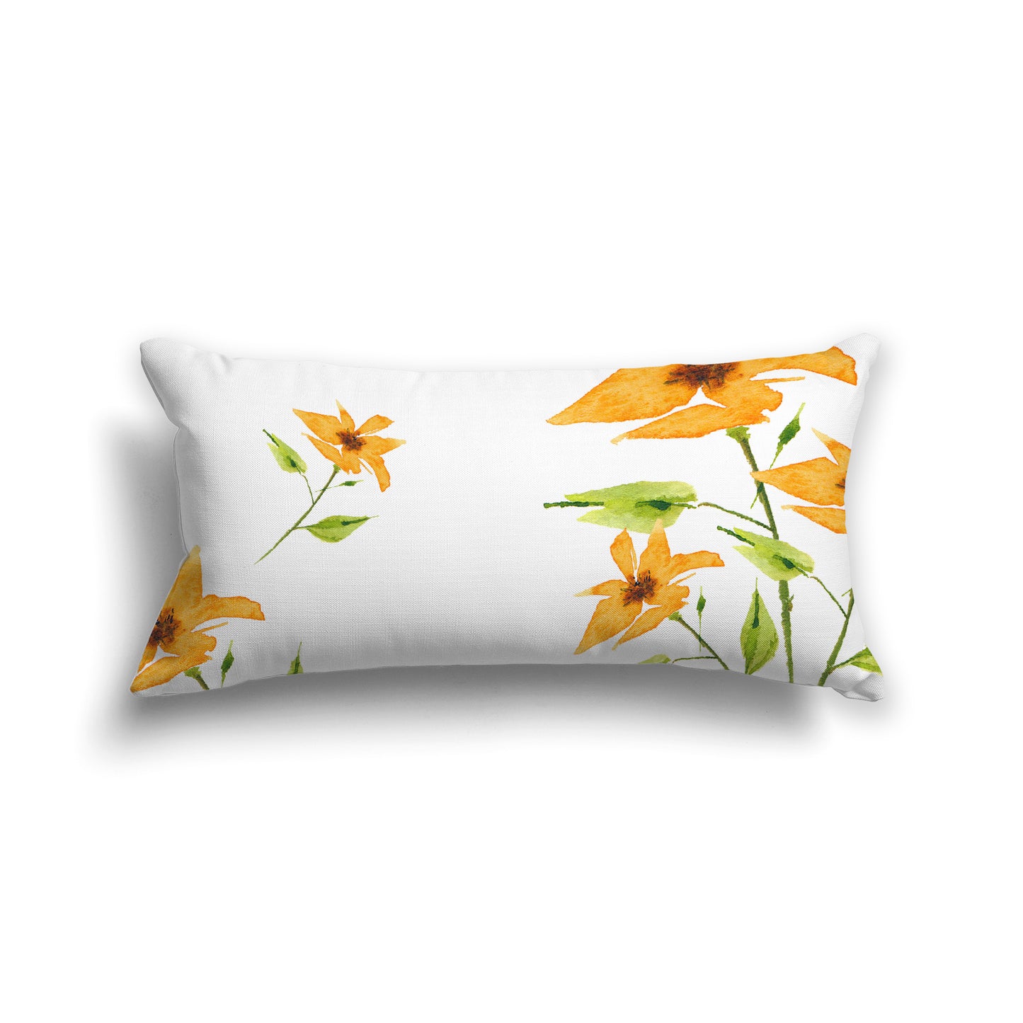 Yellow-Orange Cotton Canvas Cushion Covers with Large Floral Print, CACU-1394-888