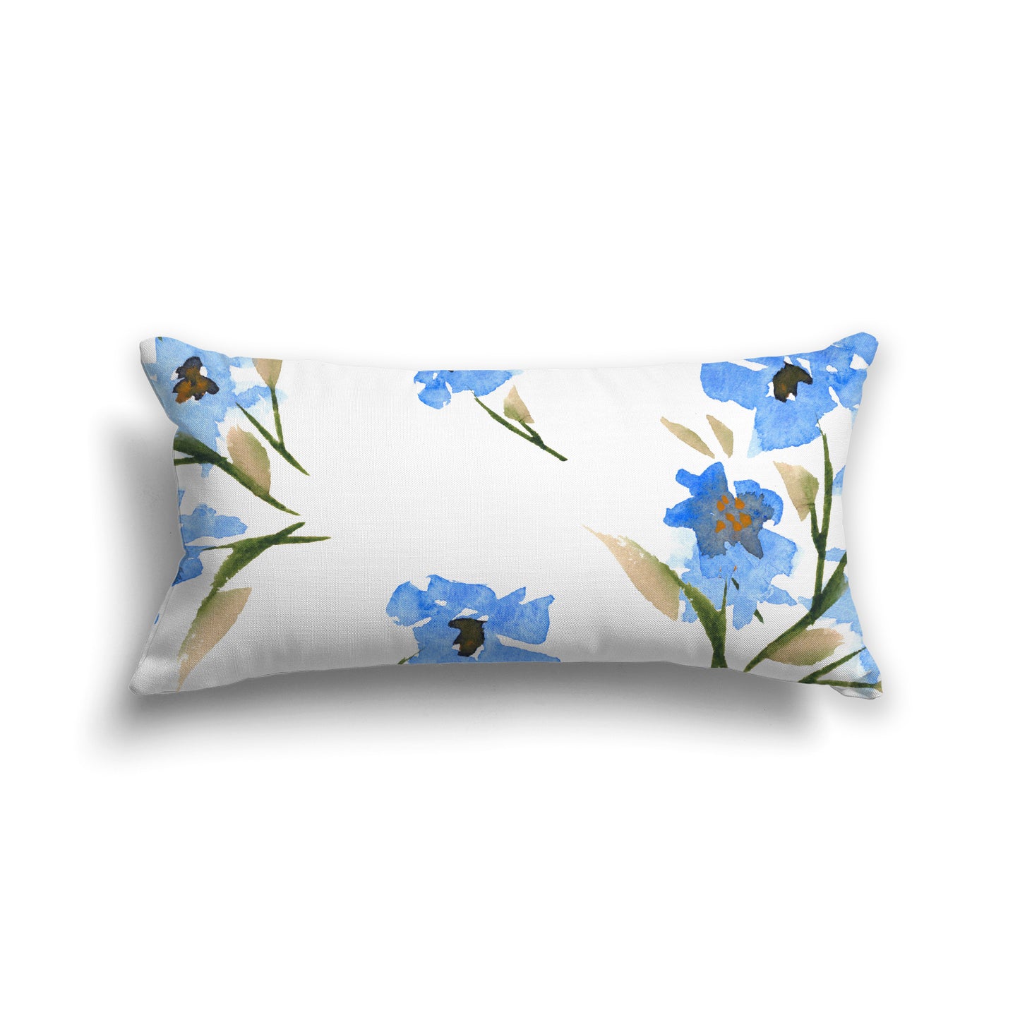 Blue Cotton Canvas Cushion Covers with Large Floral Print, CACU-1404-888