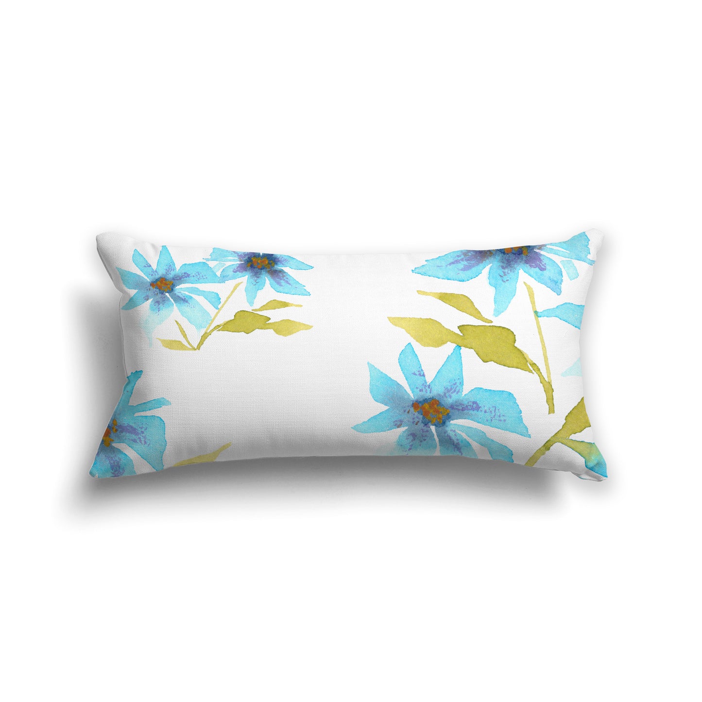 Blue Cotton Canvas Cushion Covers with Large Floral Print, CACU-1434-888