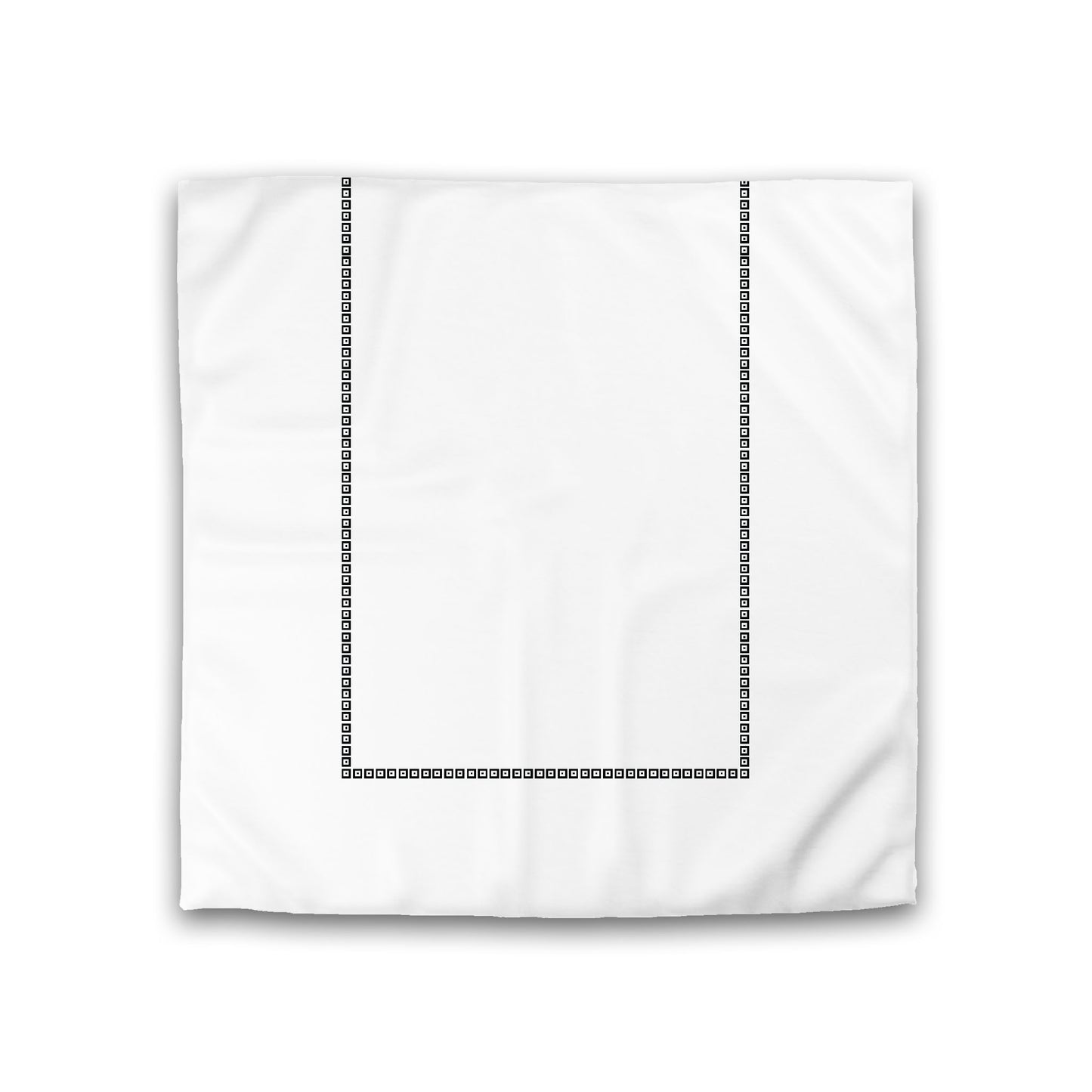 Off-White Cotton Sateen Duvet Cover, Black Repeating Square Motif Print, Classic Border, Double (width x length) 81 x 81 inches / 206 x 206 cm