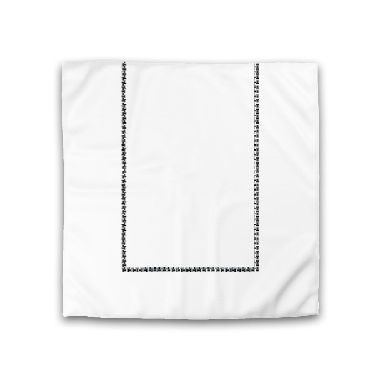 Off-White Cotton Sateen Duvet Cover, Black Double Weave Motif Print, Classic Border, Double (width x length) 81 x 81 inches / 206 x 206 cm