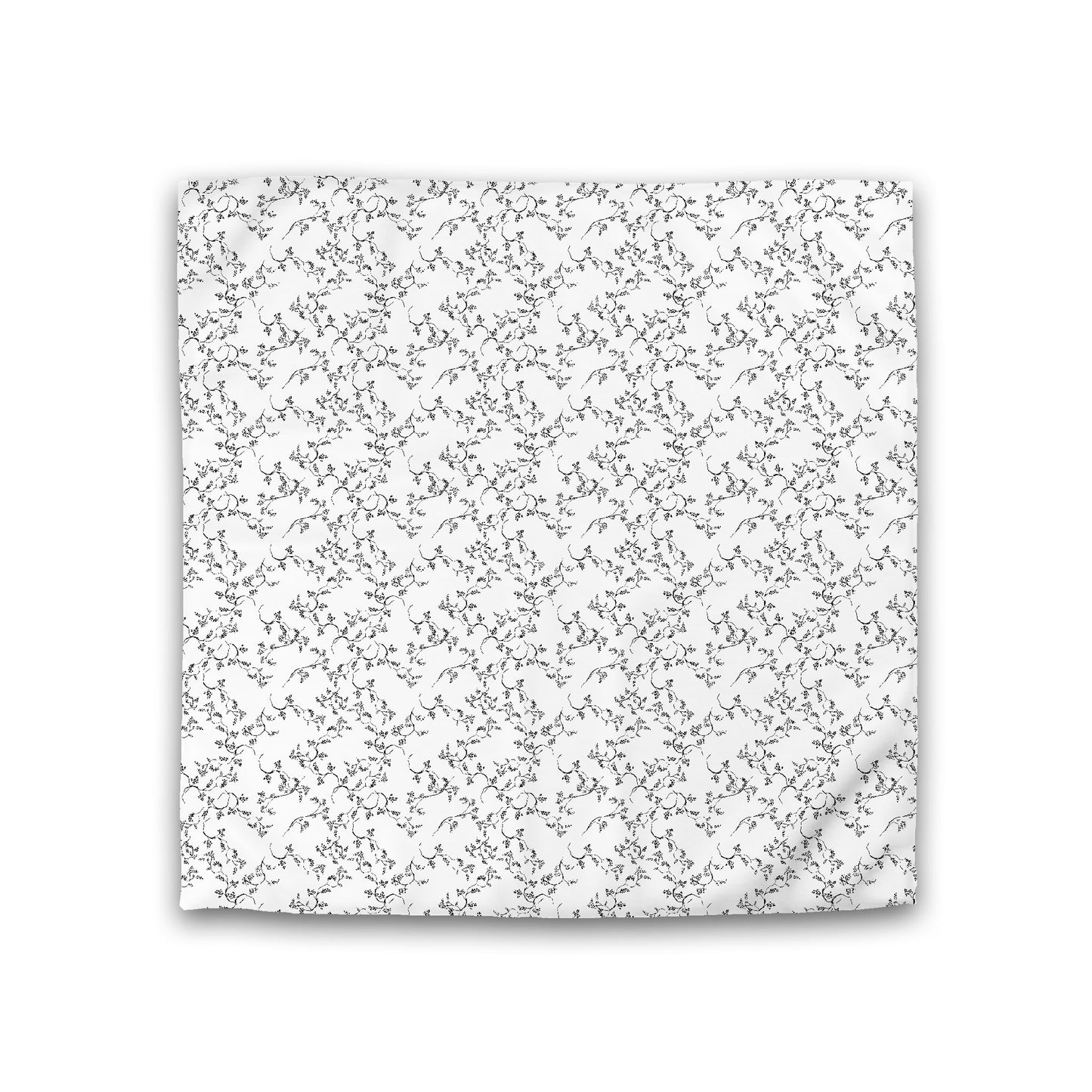 Off-White Cotton Sateen Duvet Cover, Black Hand-painted Vine Print, Double (width x length) 81 x 81 inches / 206 x 206 cm