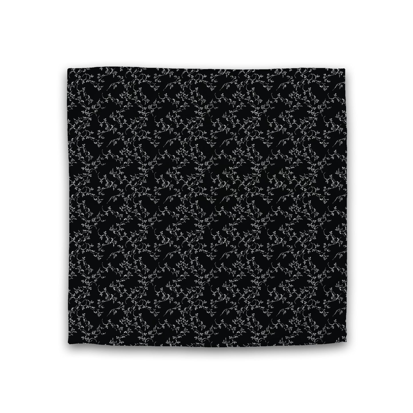 Black Cotton Sateen Duvet Cover, Off-White Hand-painted Vine Print, Double (width x length) 81 x 81 inches / 206 x 206 cm