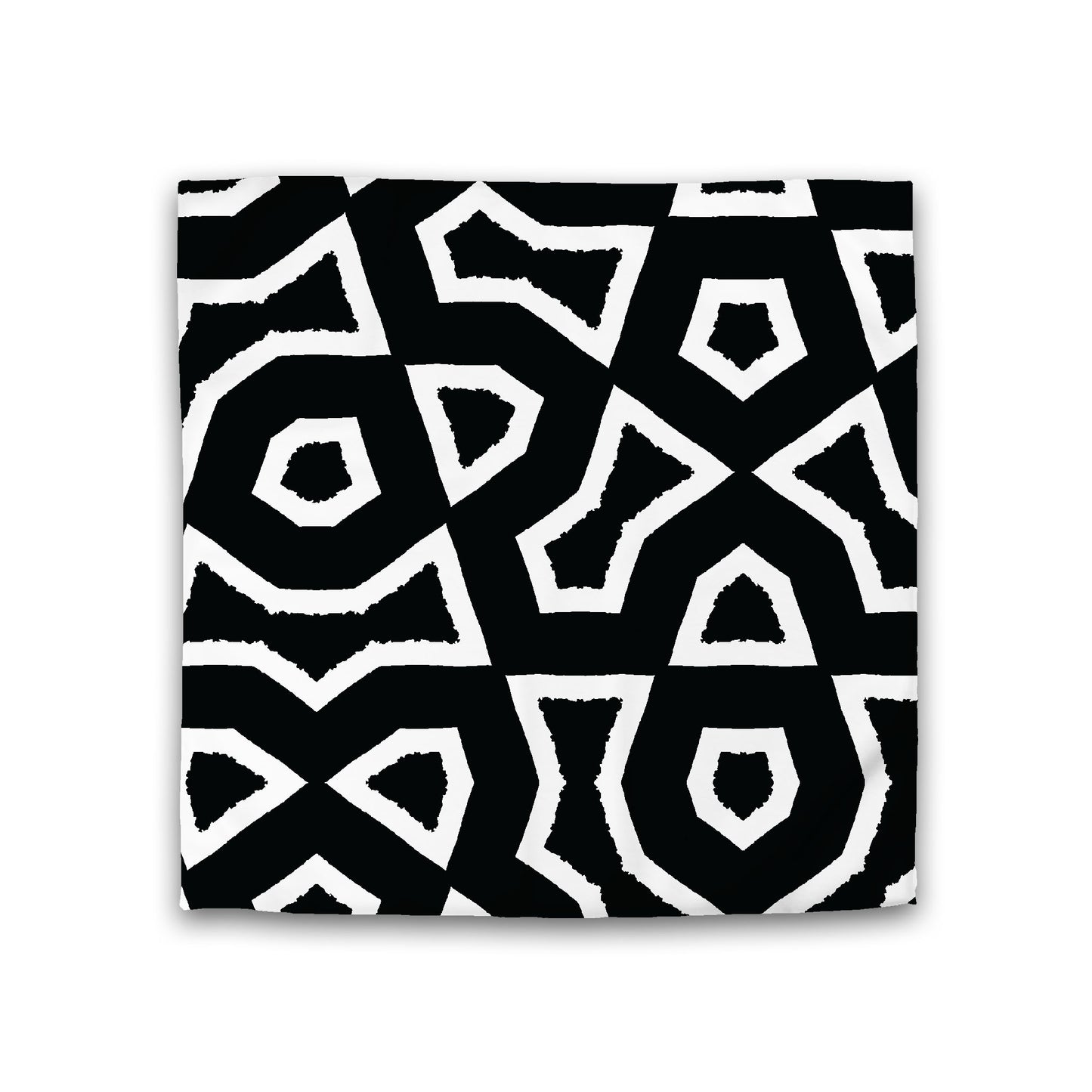 Black Cotton Sateen Duvet Cover, Bold Off-White Graphic, Double (width x length) 81 x 81 inches / 206 x 206 cm