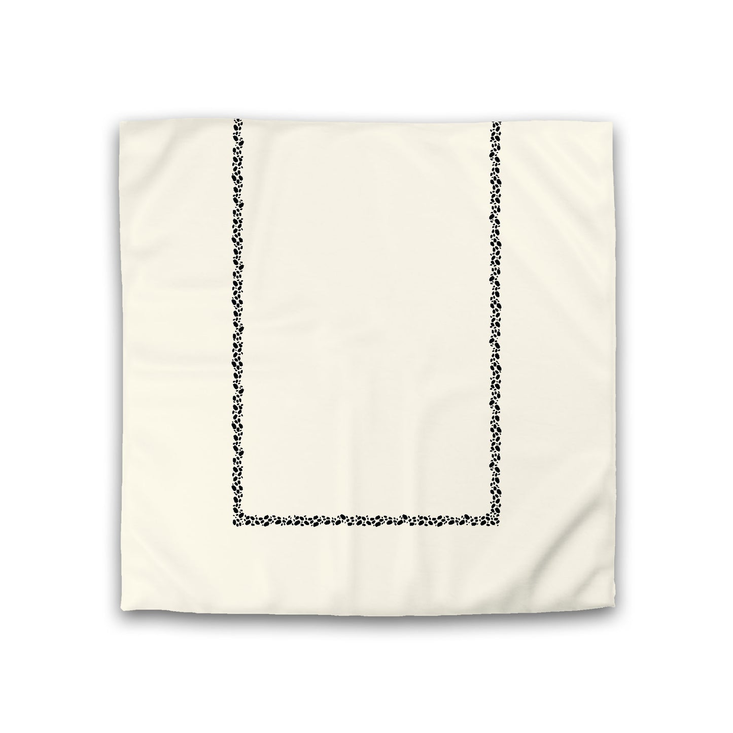 Pale Cream Cotton Sateen Duvet Cover, Black Hand-painted Dab Motif Print, Classic Border, Double (width x length) 81 x 81 inches / 206 x 206 cm