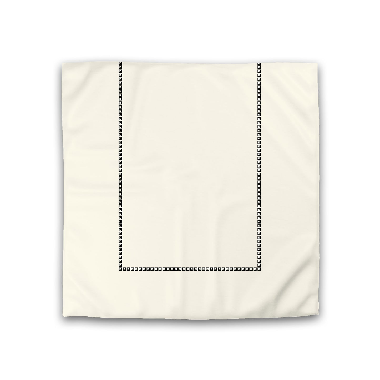 Pale Cream Cotton Sateen Duvet Cover, Black Repeating Square Motif Print, Classic Border, Double (width x length) 81 x 81 inches / 206 x 206 cm