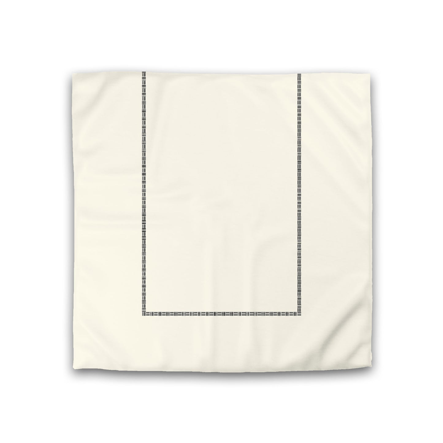 Pale Cream Cotton Sateen Duvet Cover, Black Single Weave Motif Print, Classic Border, Double (width x length) 81 x 81 inches / 206 x 206 cm