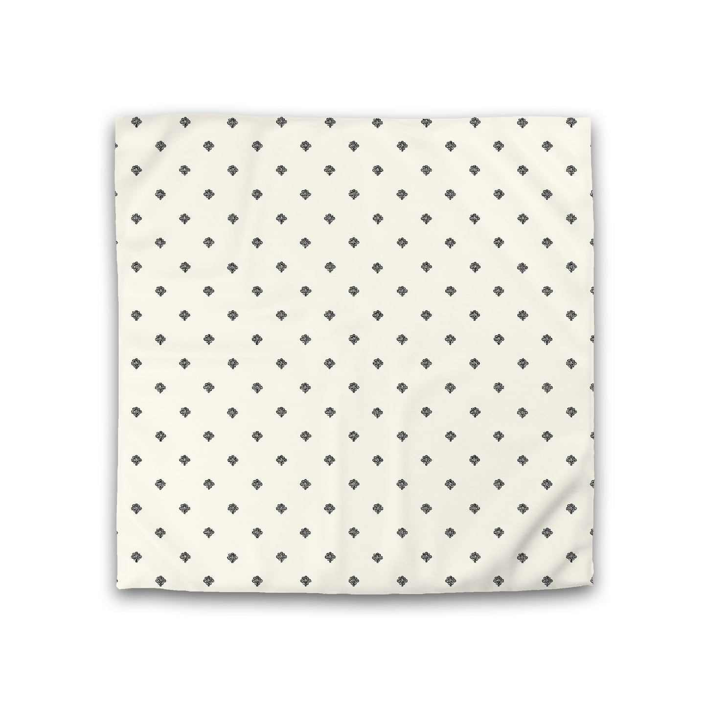Pale Cream Cotton Sateen Duvet Cover, Black Hand-painted Swizzle Motif Print, Double (width x length) 81 x 81 inches / 206 x 206 cm