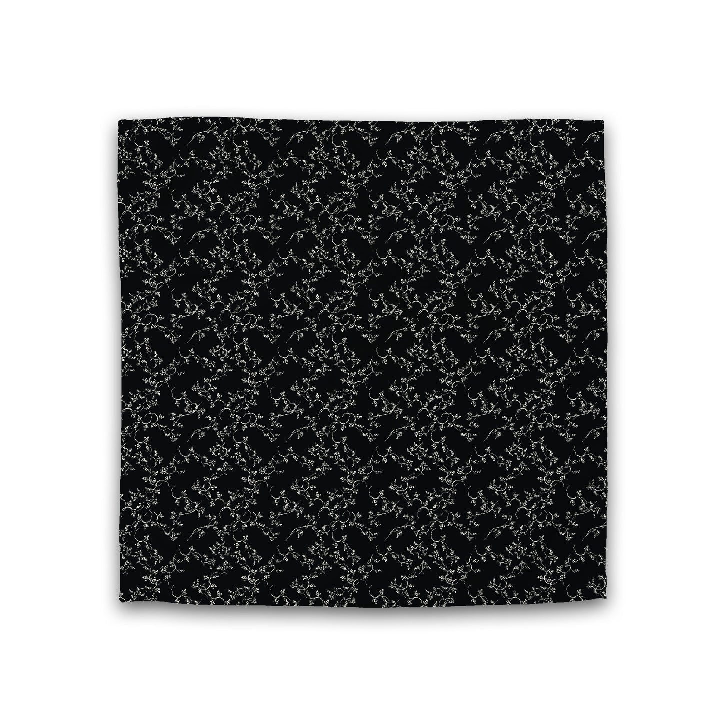 Black Cotton Sateen Duvet Cover, Pale Cream Hand-painted Vine Print, Double (width x length) 81 x 81 inches / 206 x 206 cm