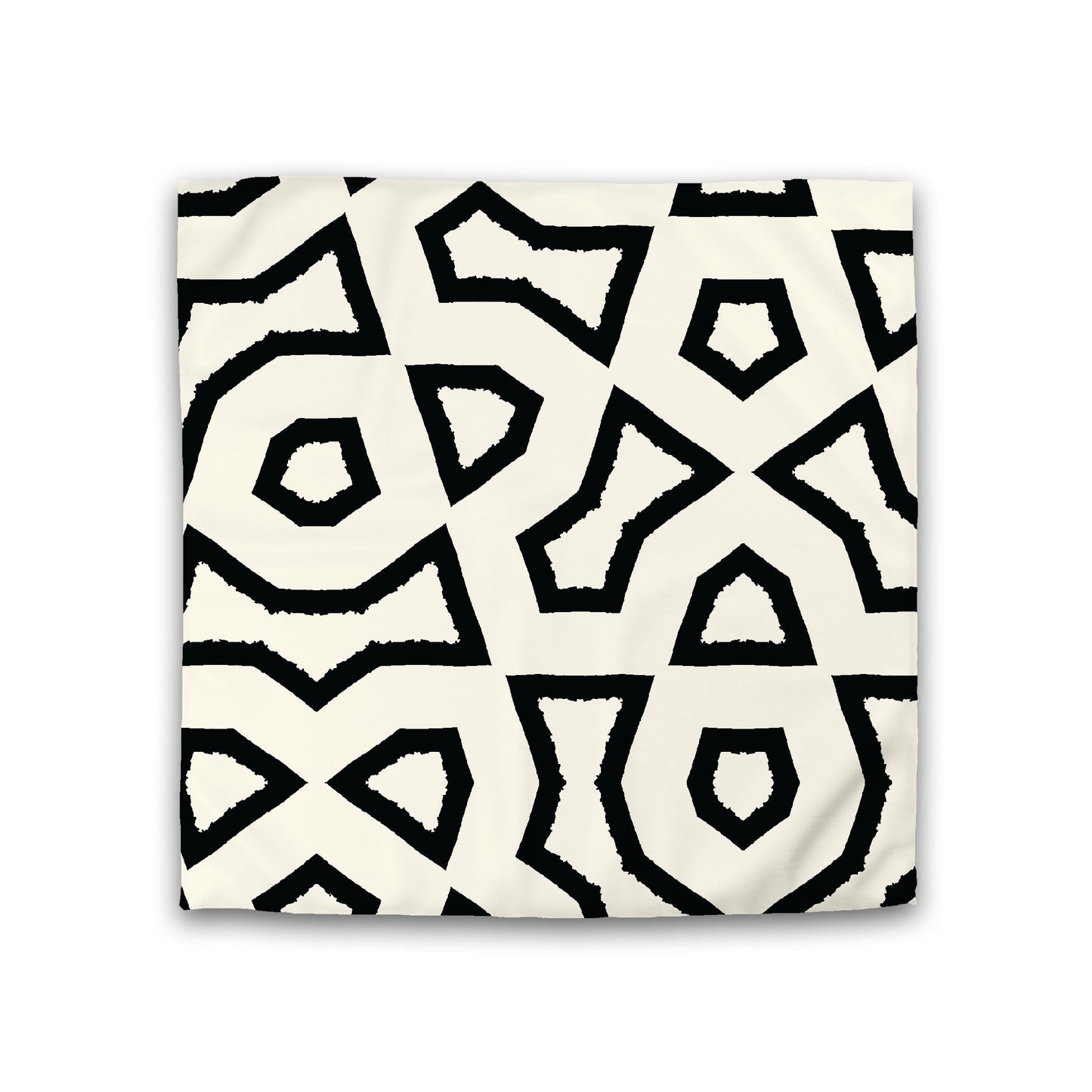 Pale Cream Cotton Sateen Duvet Cover, Bold Black Graphic, Double (width x length) 81 x 81 inches / 206 x 206 cm