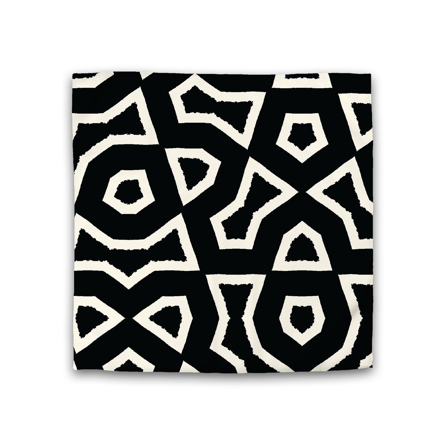 Black Cotton Sateen Duvet Cover, Bold Pale Cream Graphic, Double (width x length) 81 x 81 inches / 206 x 206 cm