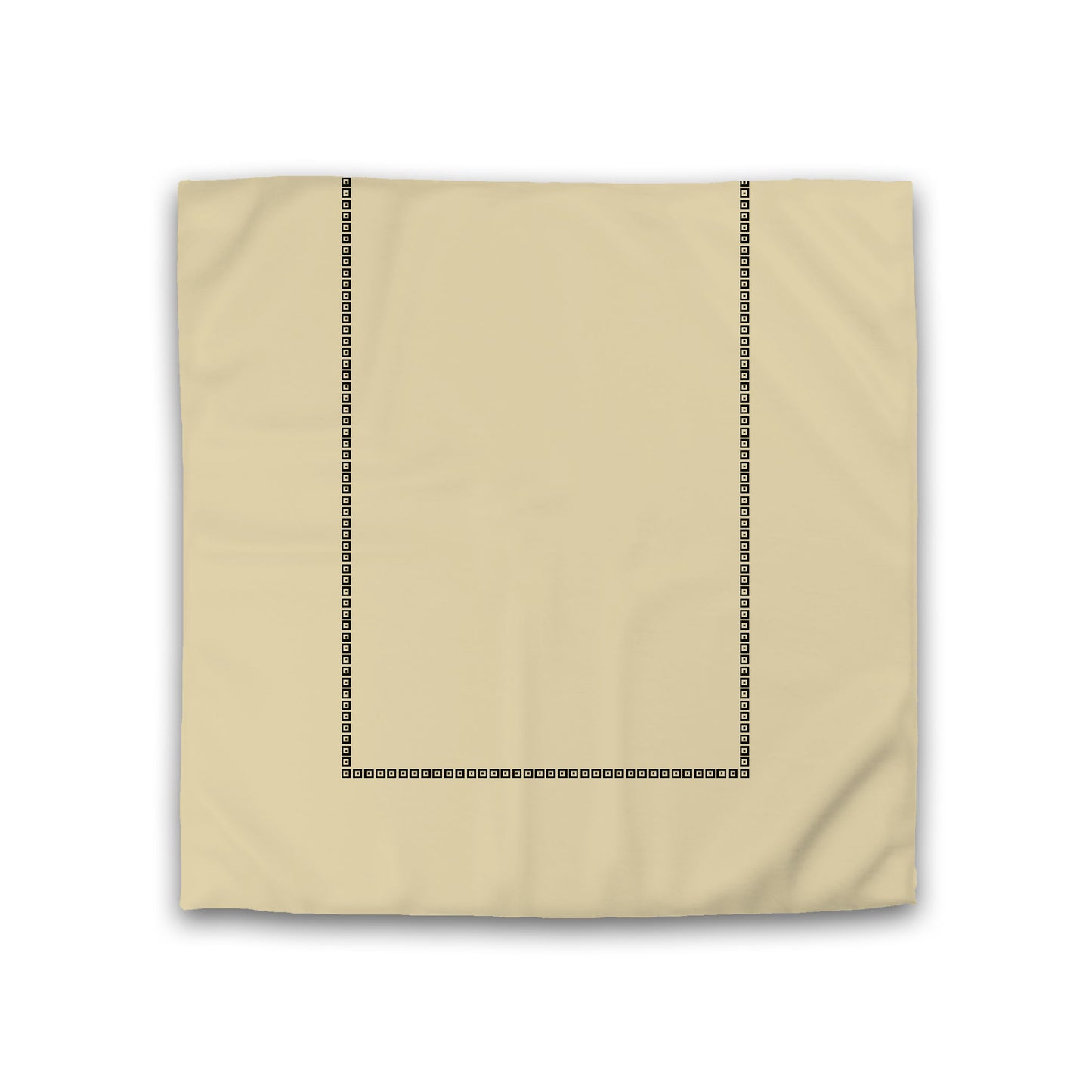 Desert Sand Cotton Sateen Duvet Cover, Black Repeating Square Motif Print, Classic Border, Double (width x length) 81 x 81 inches / 206 x 206 cm