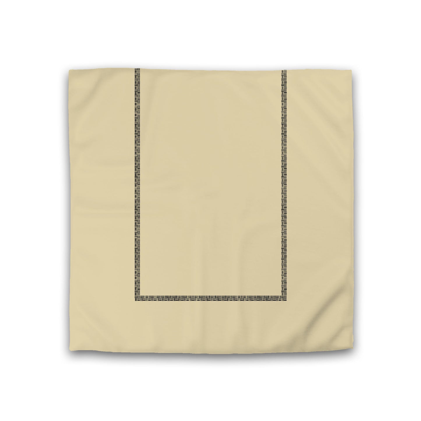 Desert Sand Cotton Sateen Duvet Cover, Black Double Weave Motif Print, Classic Border, Double (width x length) 81 x 81 inches / 206 x 206 cm