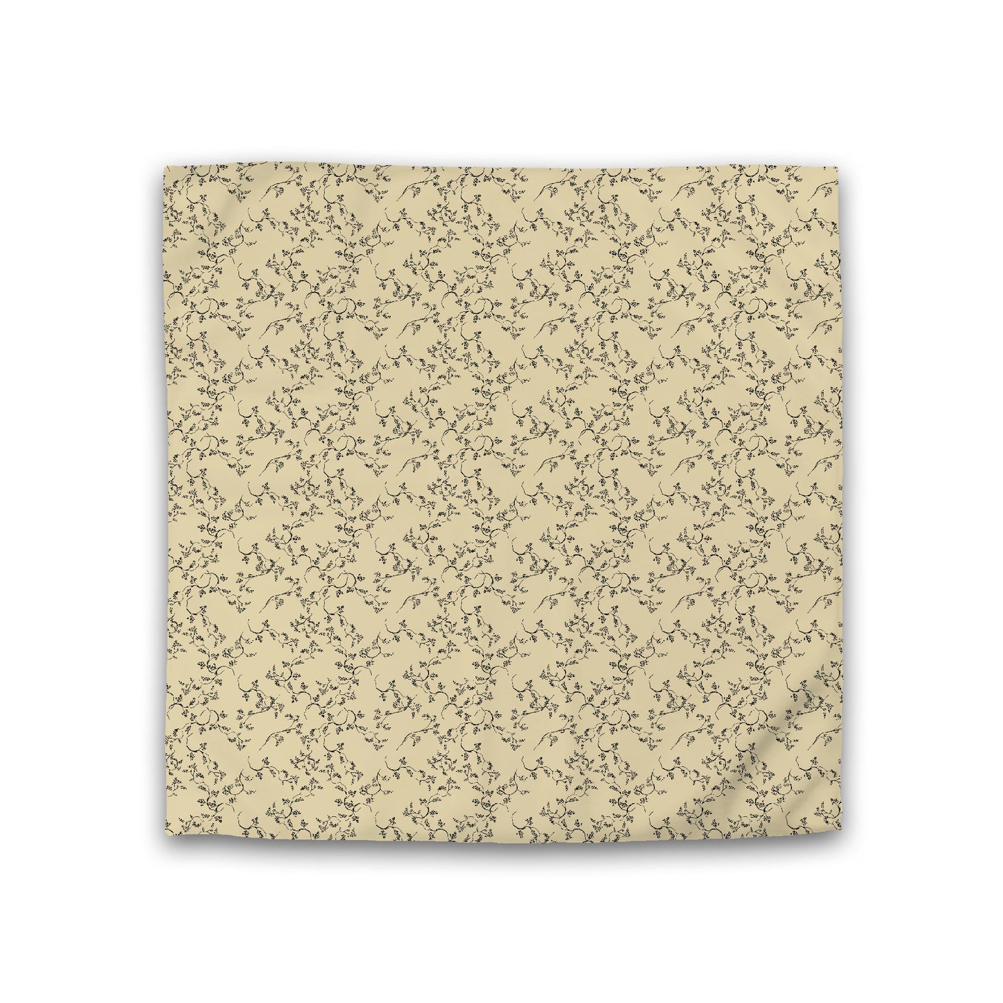 Desert Sand Cotton Sateen Duvet Cover, Black Hand-painted Vine Print, Double (width x length) 81 x 81 inches / 206 x 206 cm