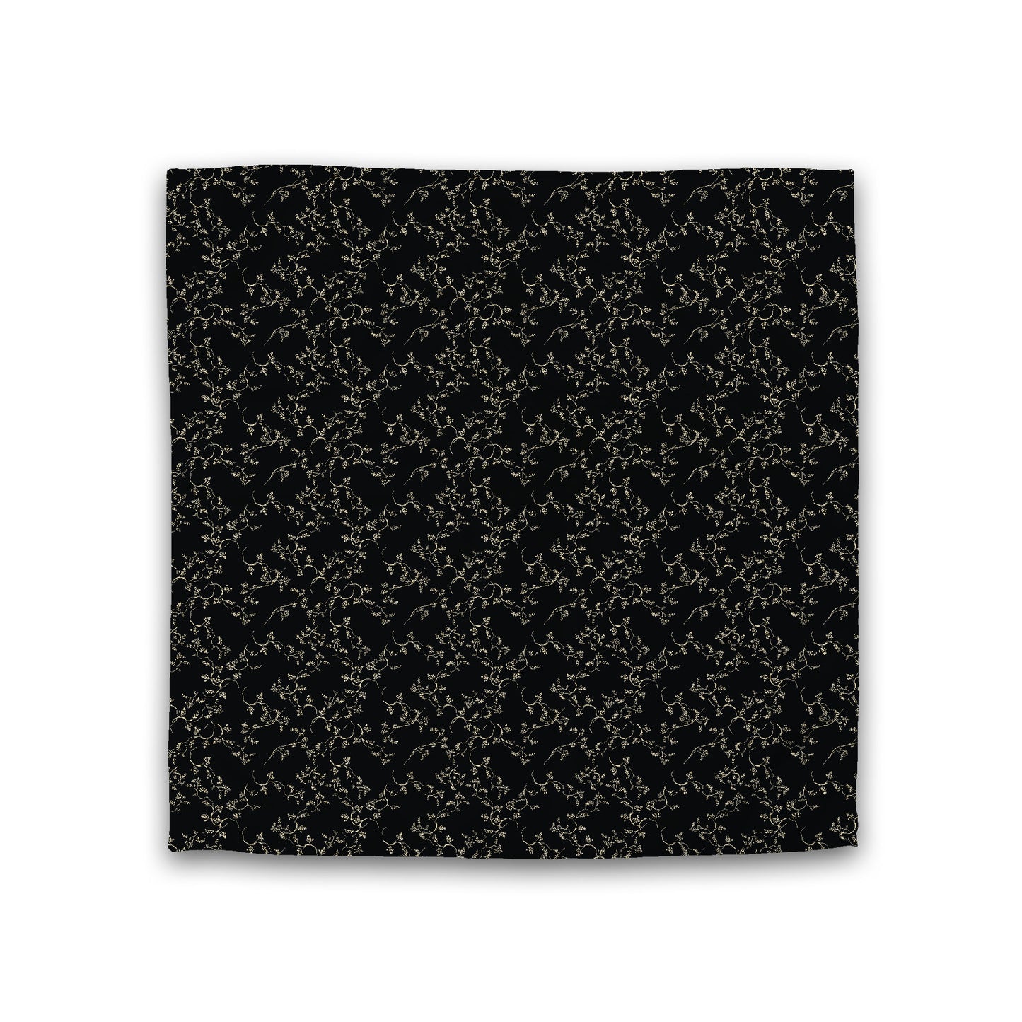 Black Cotton Sateen Duvet Cover, Desert Sand Hand-painted Vine Print, Double (width x length) 81 x 81 inches / 206 x 206 cm