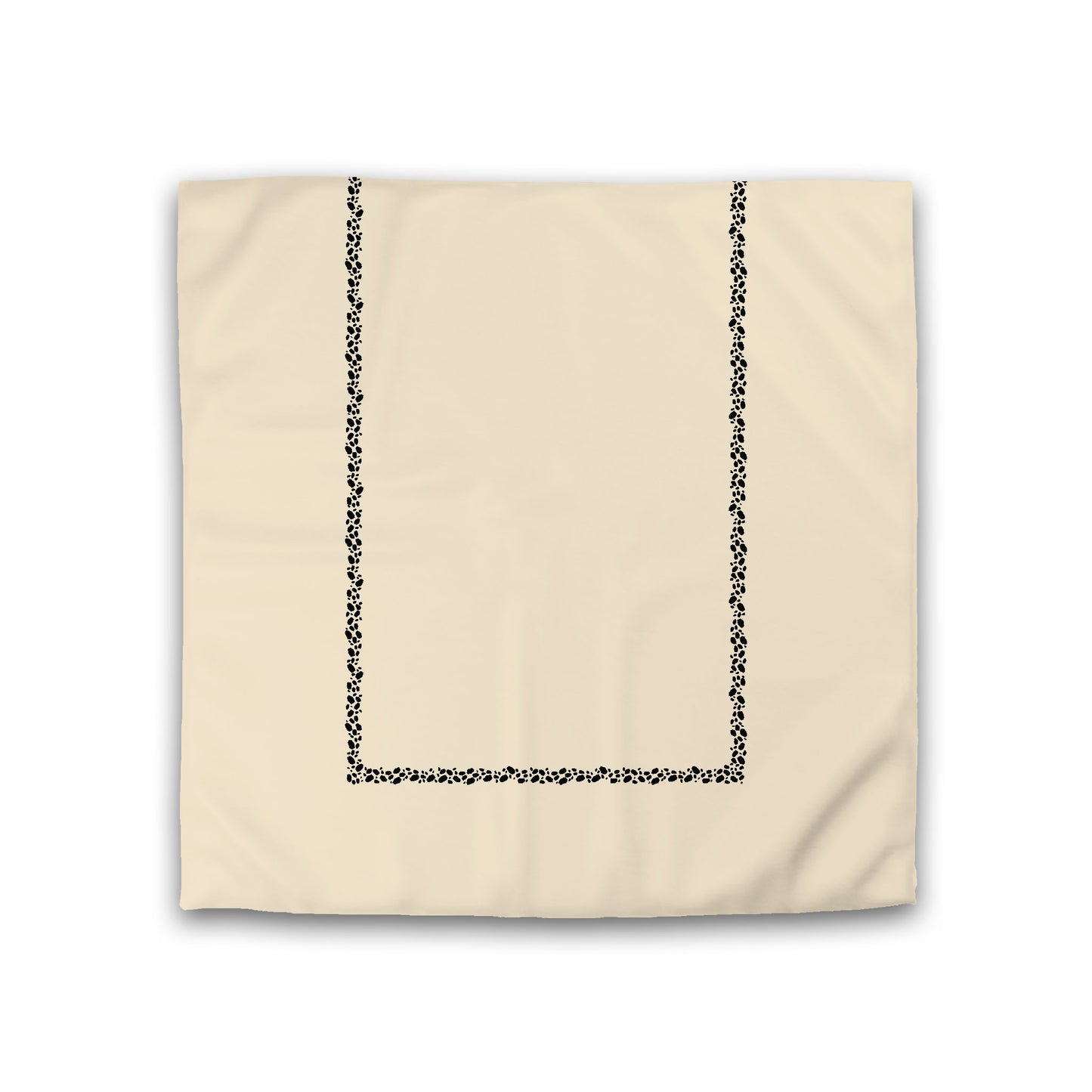 Beige Cotton Sateen Duvet Cover, Black Hand-painted Dab Motif Print, Classic Border, Double (width x length) 81 x 81 inches / 206 x 206 cm
