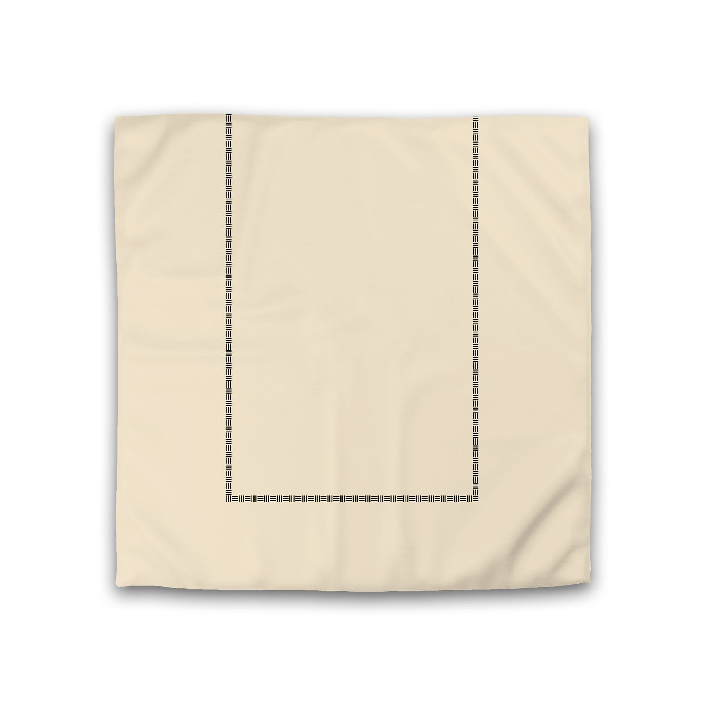 Beige Cotton Sateen Duvet Cover, Black Single Weave Motif Print, Classic Border, Double (width x length) 81 x 81 inches / 206 x 206 cm