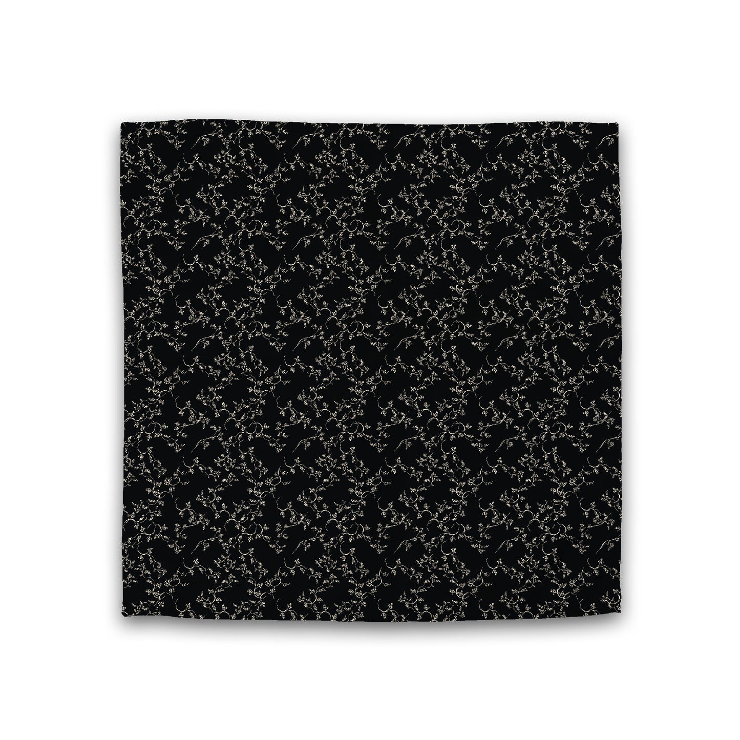 Black Cotton Sateen Duvet Cover, Beige Hand-painted Vine Print, Double (width x length) 81 x 81 inches / 206 x 206 cm