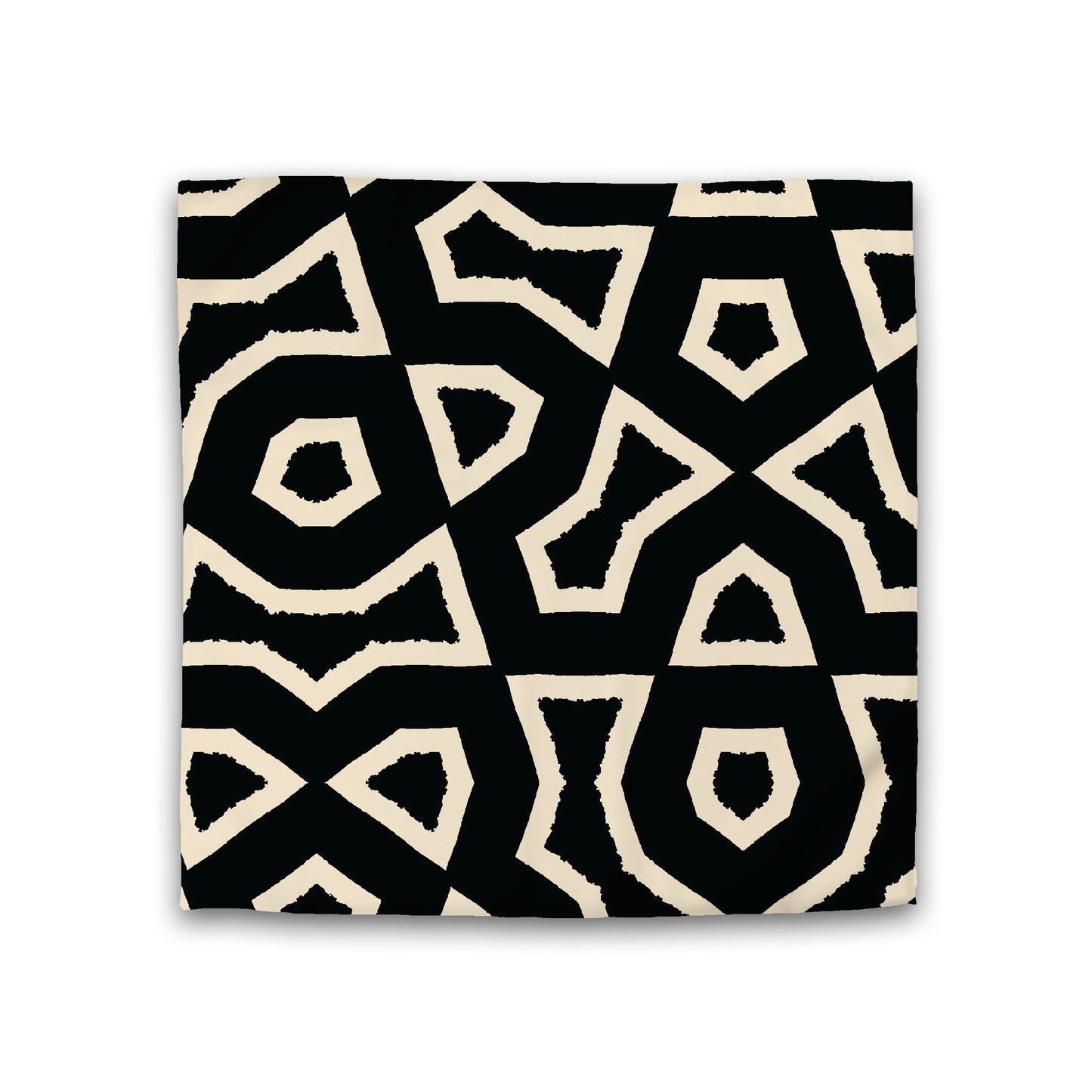 Black Cotton Sateen Duvet Cover, Bold Beige Graphic, Double (width x length) 81 x 81 inches / 206 x 206 cm