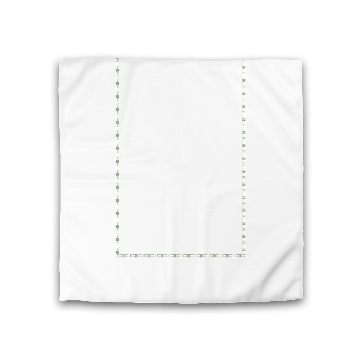 Off-white Cotton Sateen Duvet Cover, Green Single Weave Motif Print, Classic Border, Double (width x length) 81 x 81 inches / 206 x 206 cm