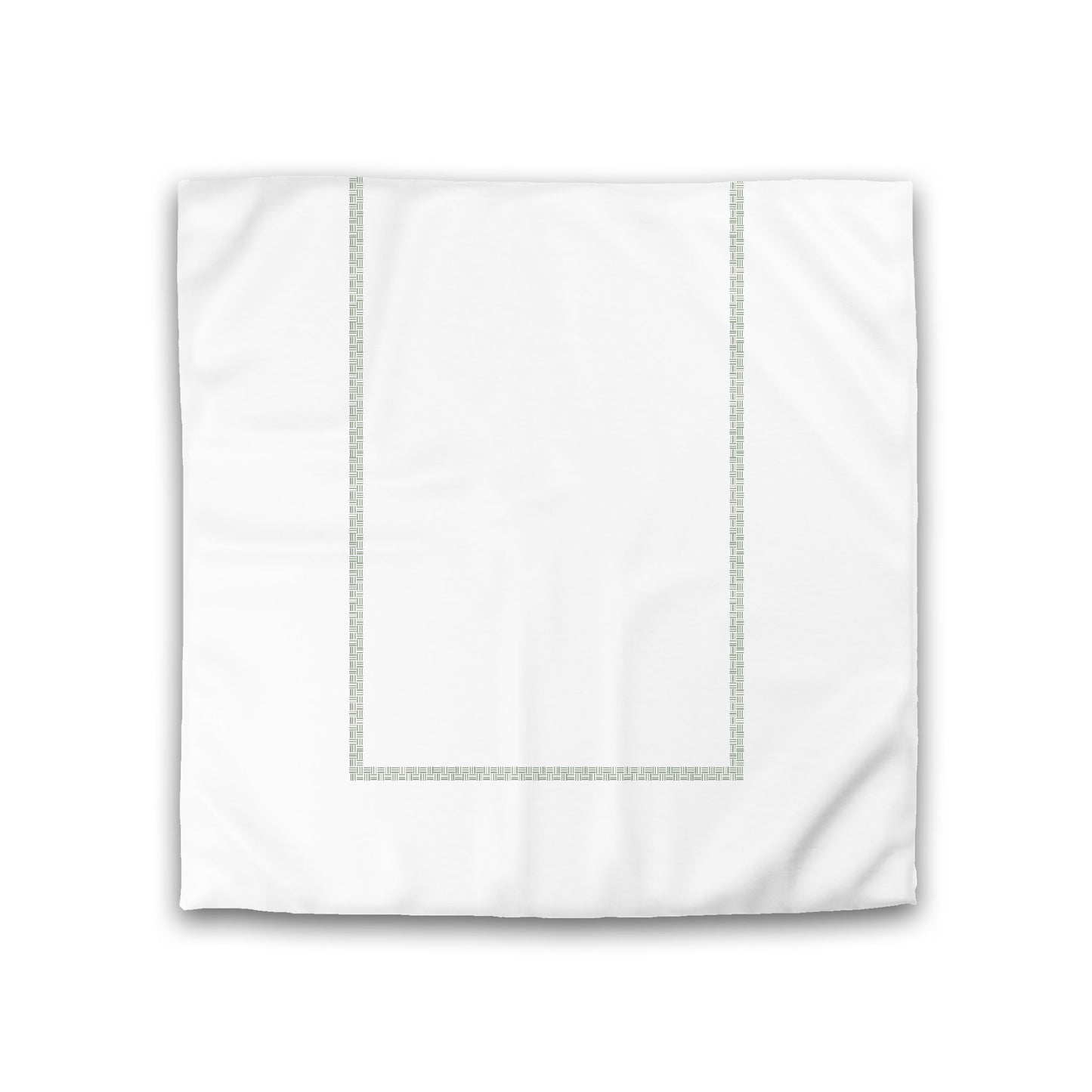 Off-white Cotton Sateen Duvet Cover, Green Double Weave Motif Print, Classic Border, Double (width x length) 81 x 81 inches / 206 x 206 cm
