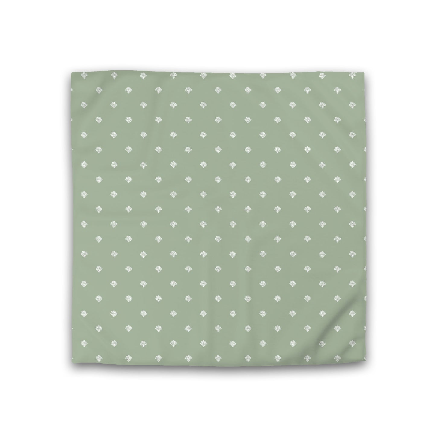 Green Cotton Sateen Duvet Cover, Off-white Hand-painted Swizzle Motif Print, Double (width x length) 81 x 81 inches / 206 x 206 cm