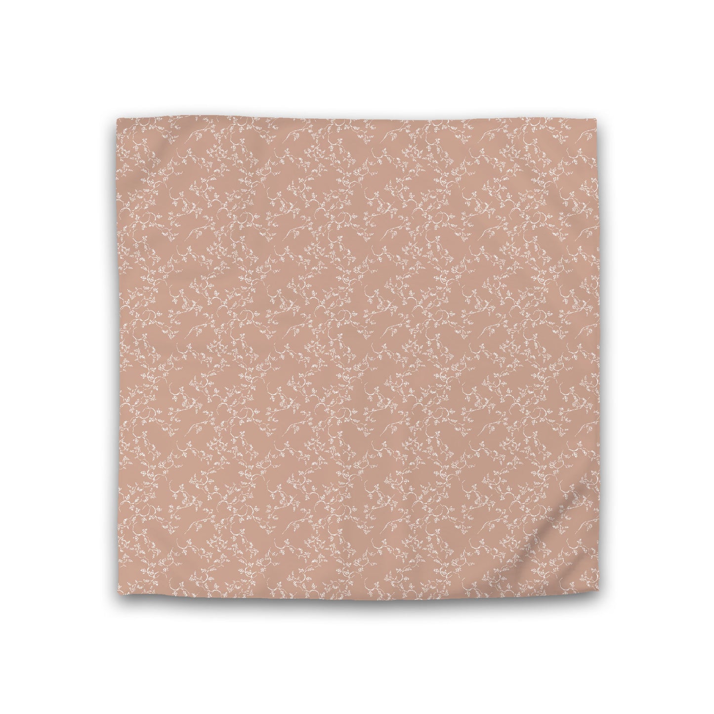 Salmon Cotton Sateen Duvet Cover, Off-white Hand-painted Vine Print, Double (width x length) 81 x 81 inches / 206 x 206 cm